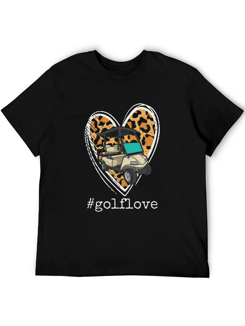 Golf Love Leopard Heart T-Shirt