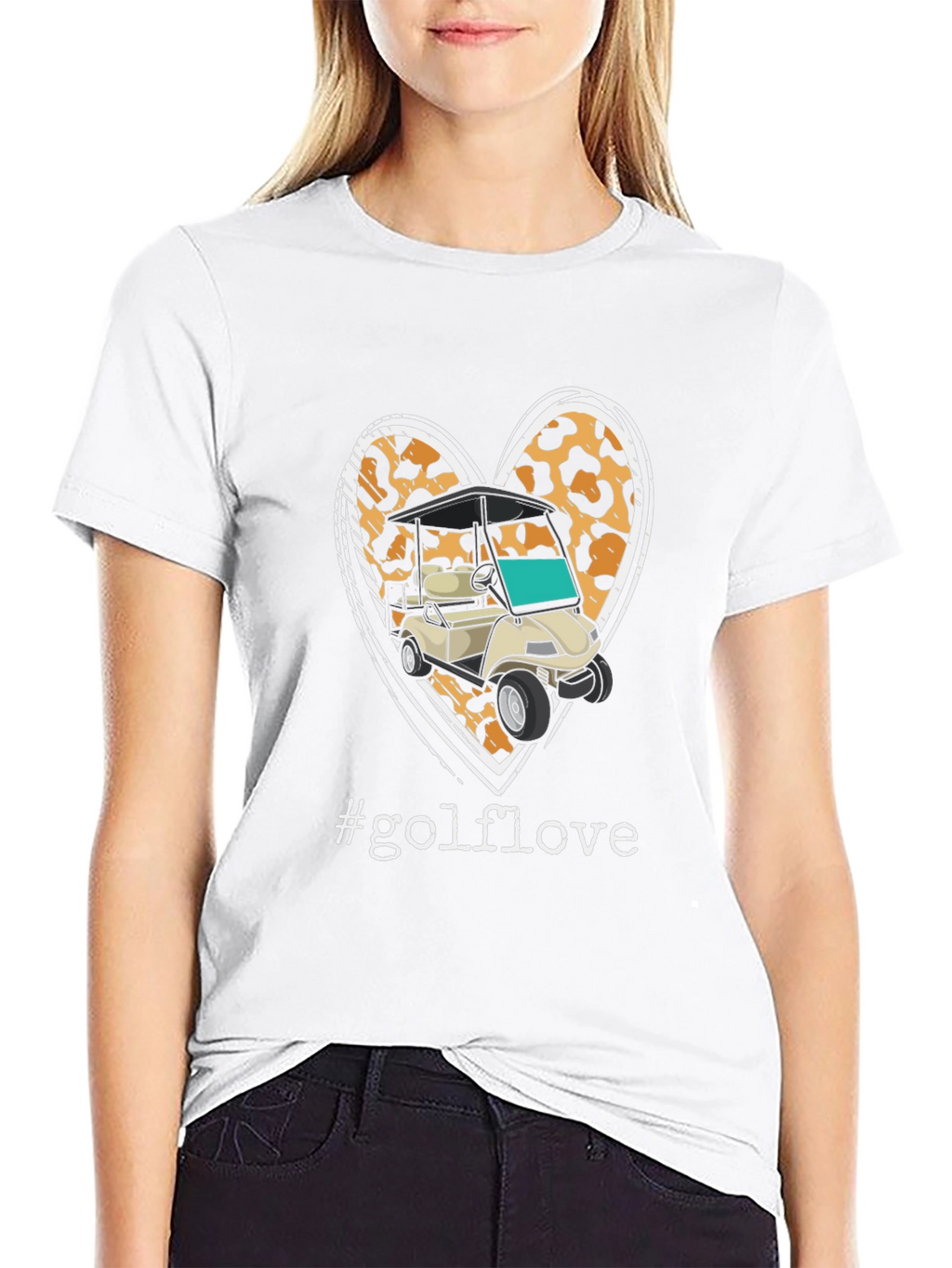 Golf Love Leopard Heart T-Shirt