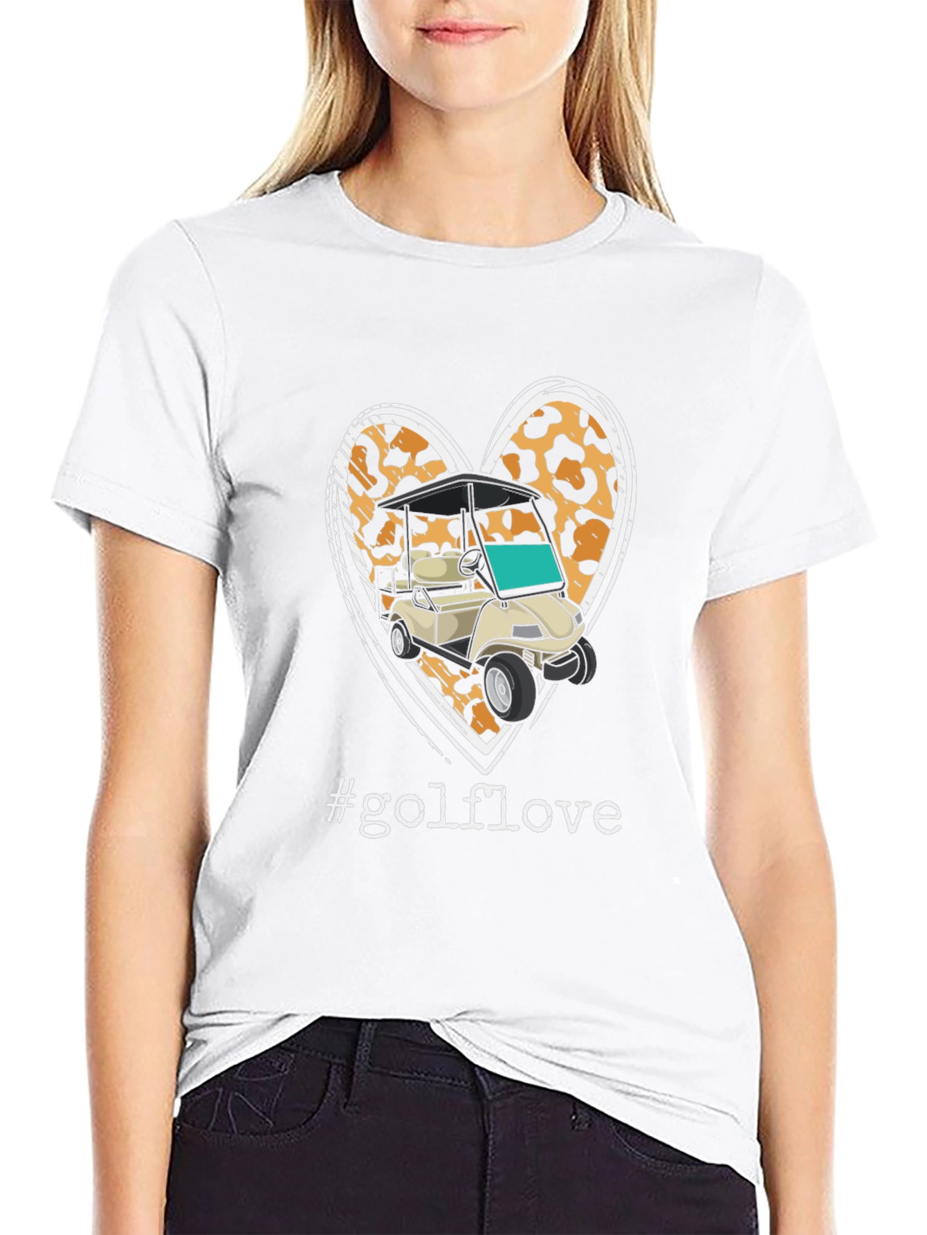 Golf Love Leopard Heart T-Shirt