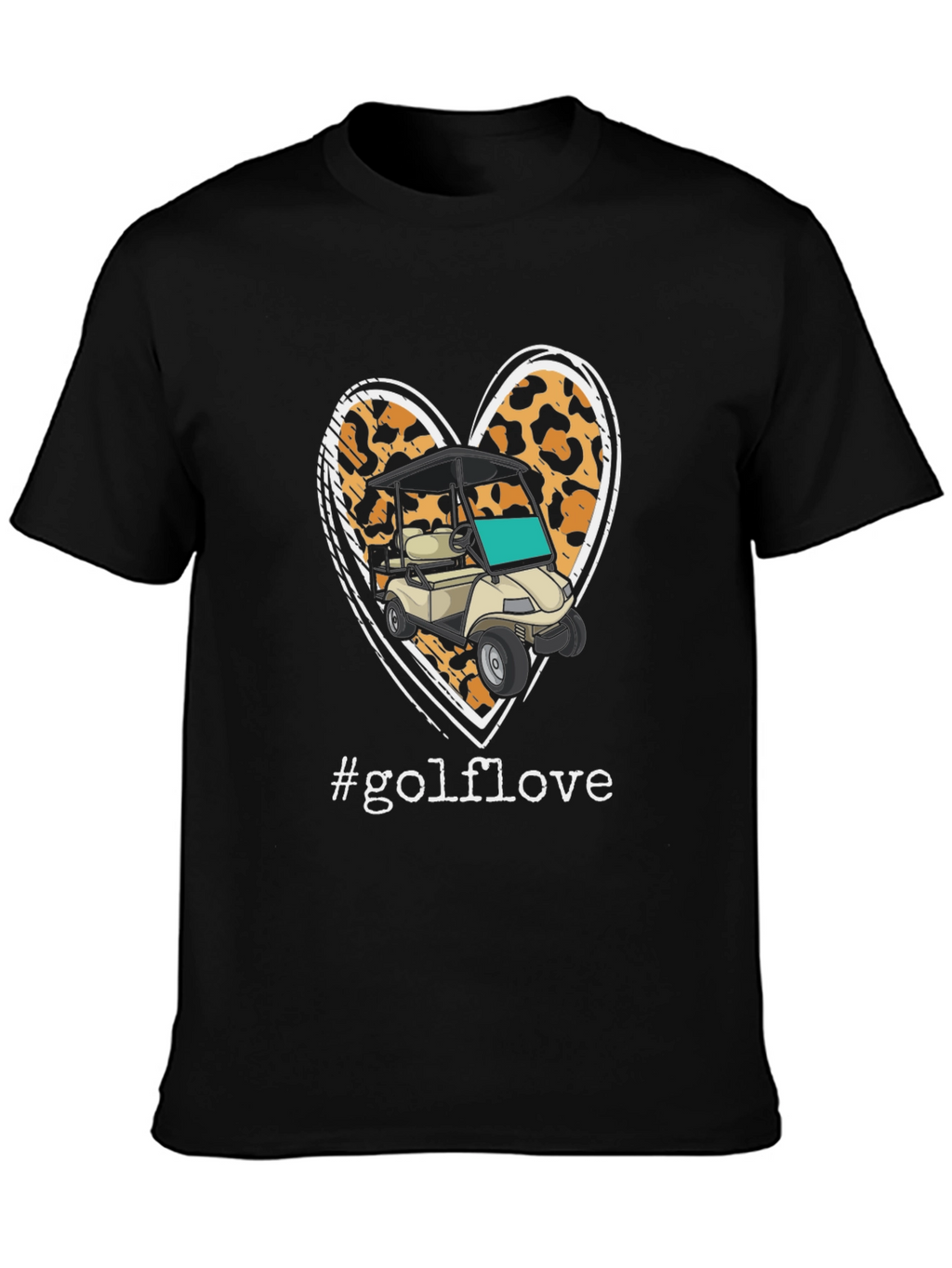 Golf Love Leopard Heart T-Shirt