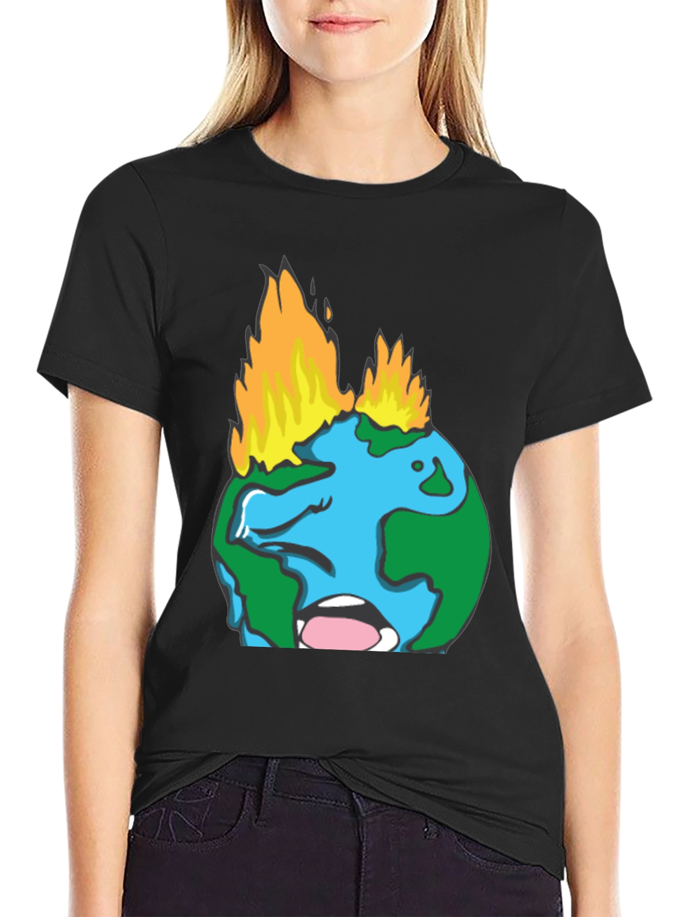 Burning Earth Graphic Tee - Climate Awareness