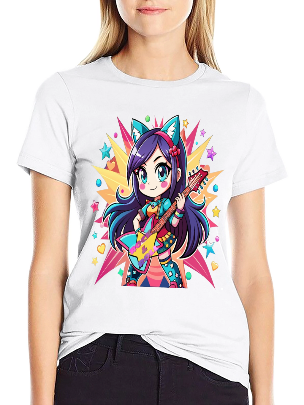 Anime Girl Guitarist Graphic Tee