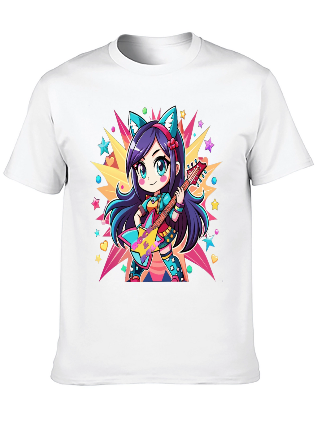Anime Girl Guitarist Graphic Tee