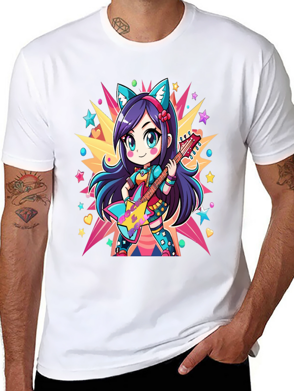 Anime Girl Guitarist Graphic Tee