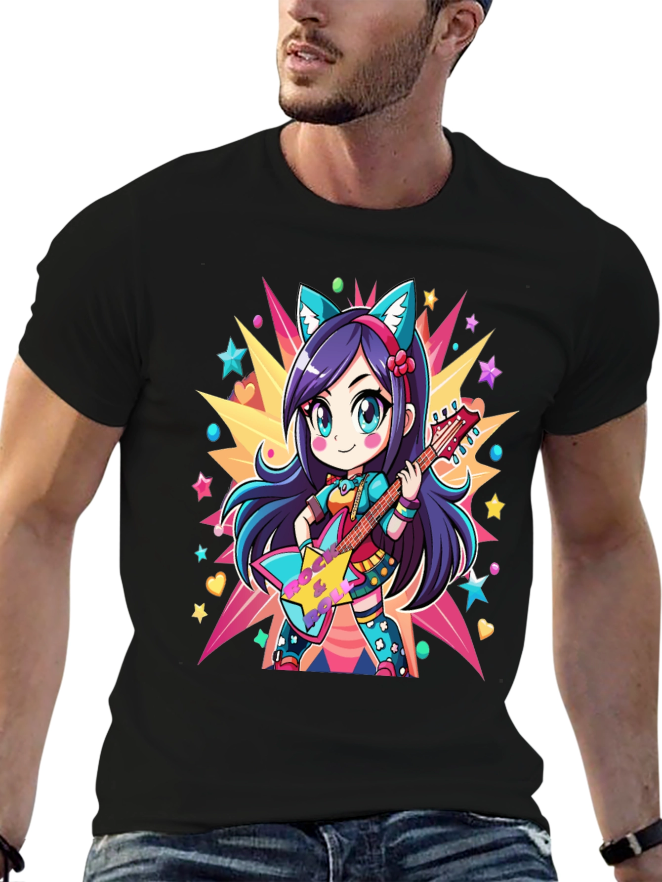 Anime Girl Guitarist Graphic Tee