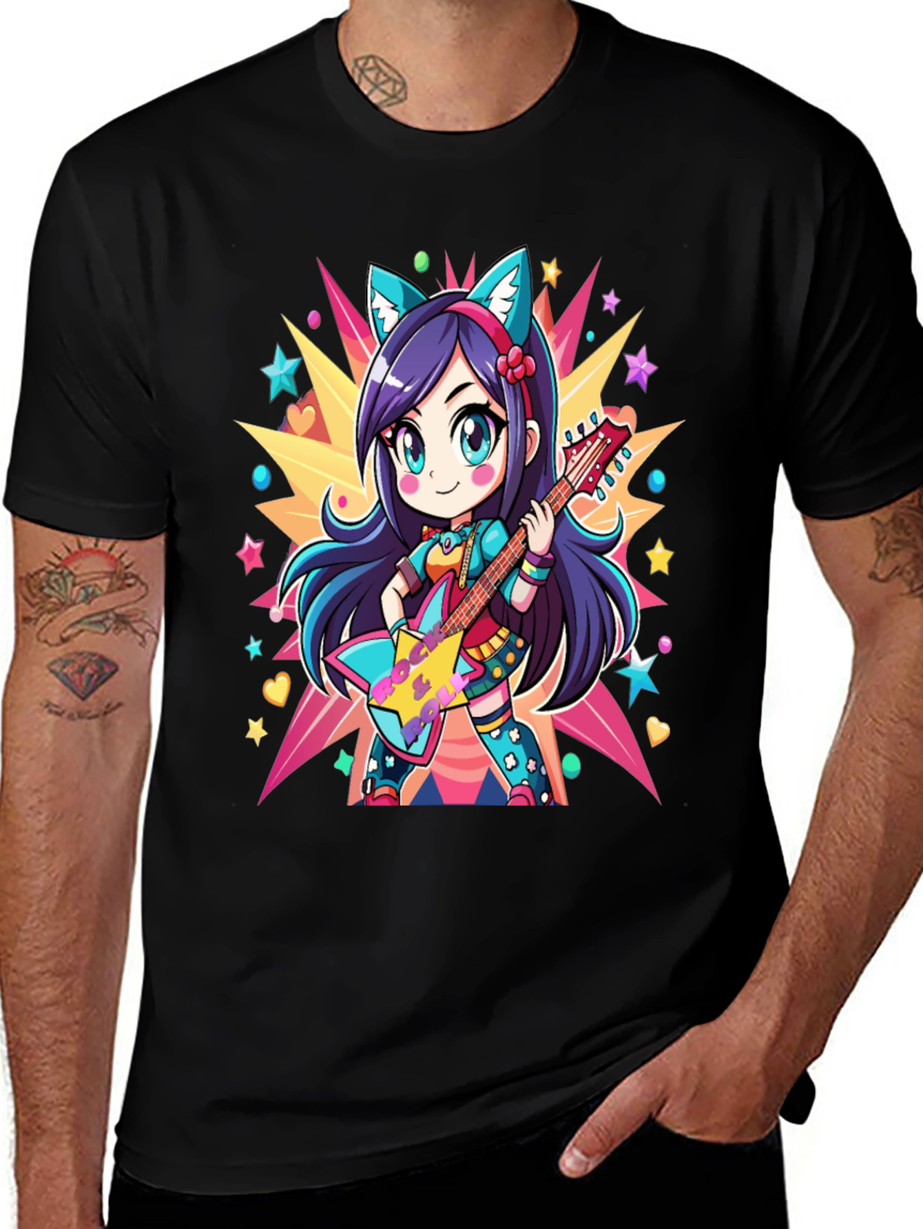 Anime Girl Guitarist Graphic Tee