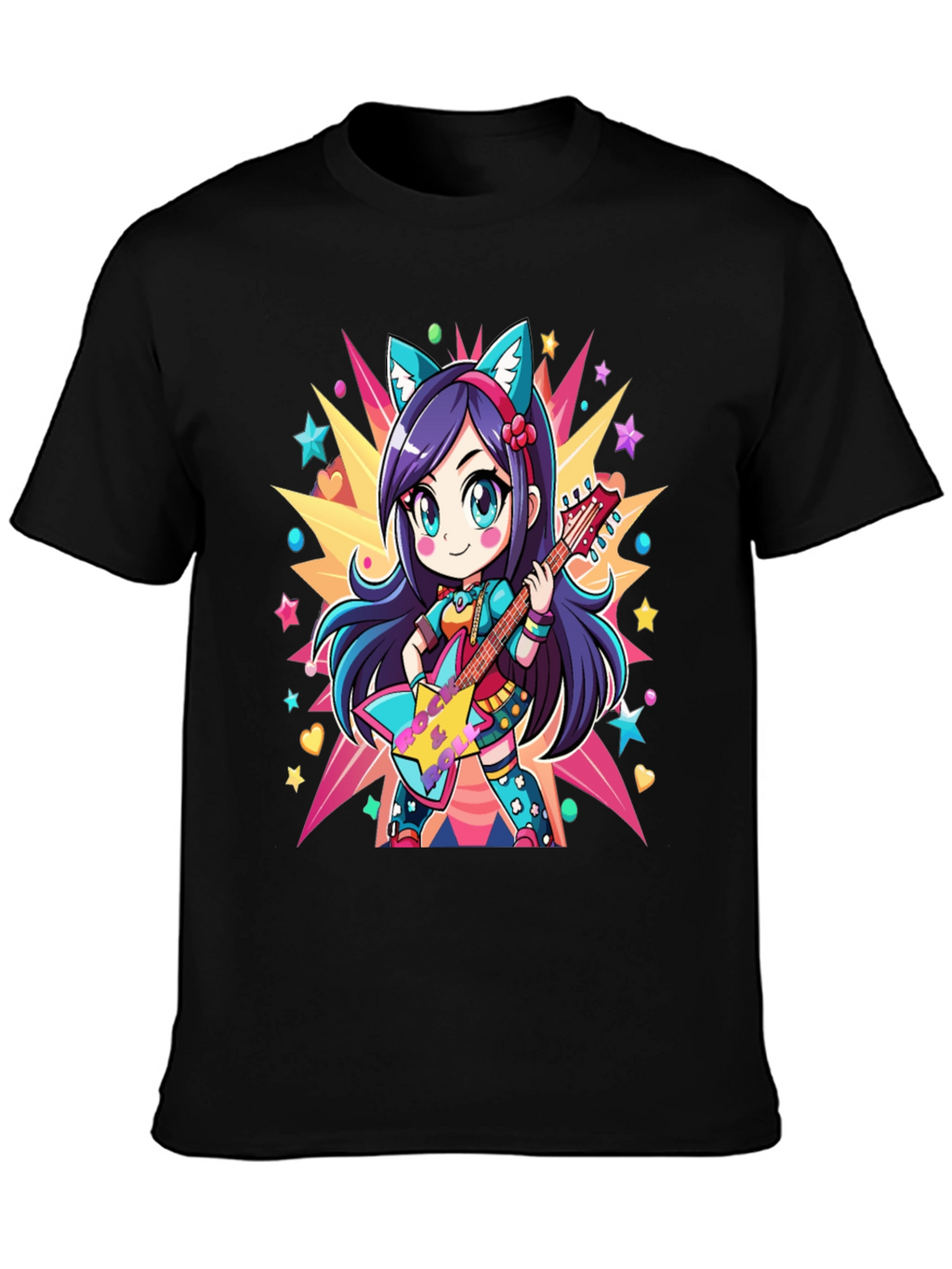 Anime Girl Guitarist Graphic Tee