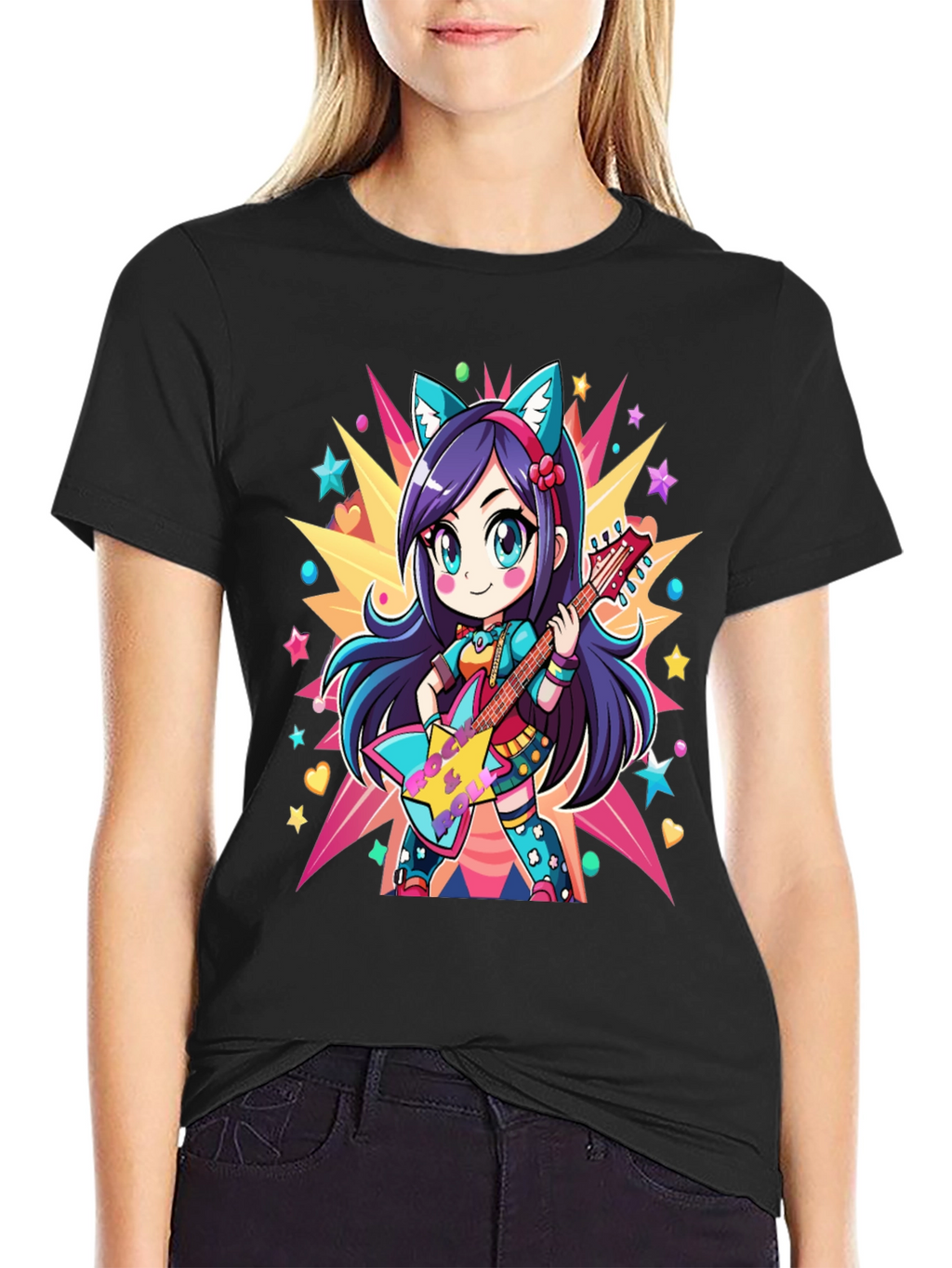 Anime Girl Guitarist Graphic Tee