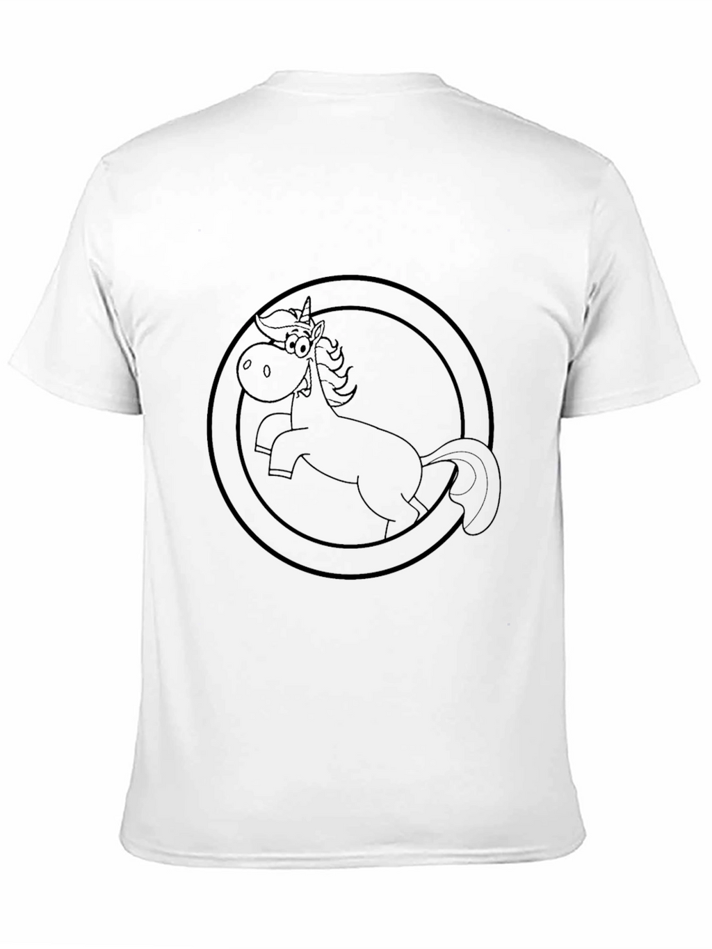Black T-Shirt with Cartoon Horse Graphic