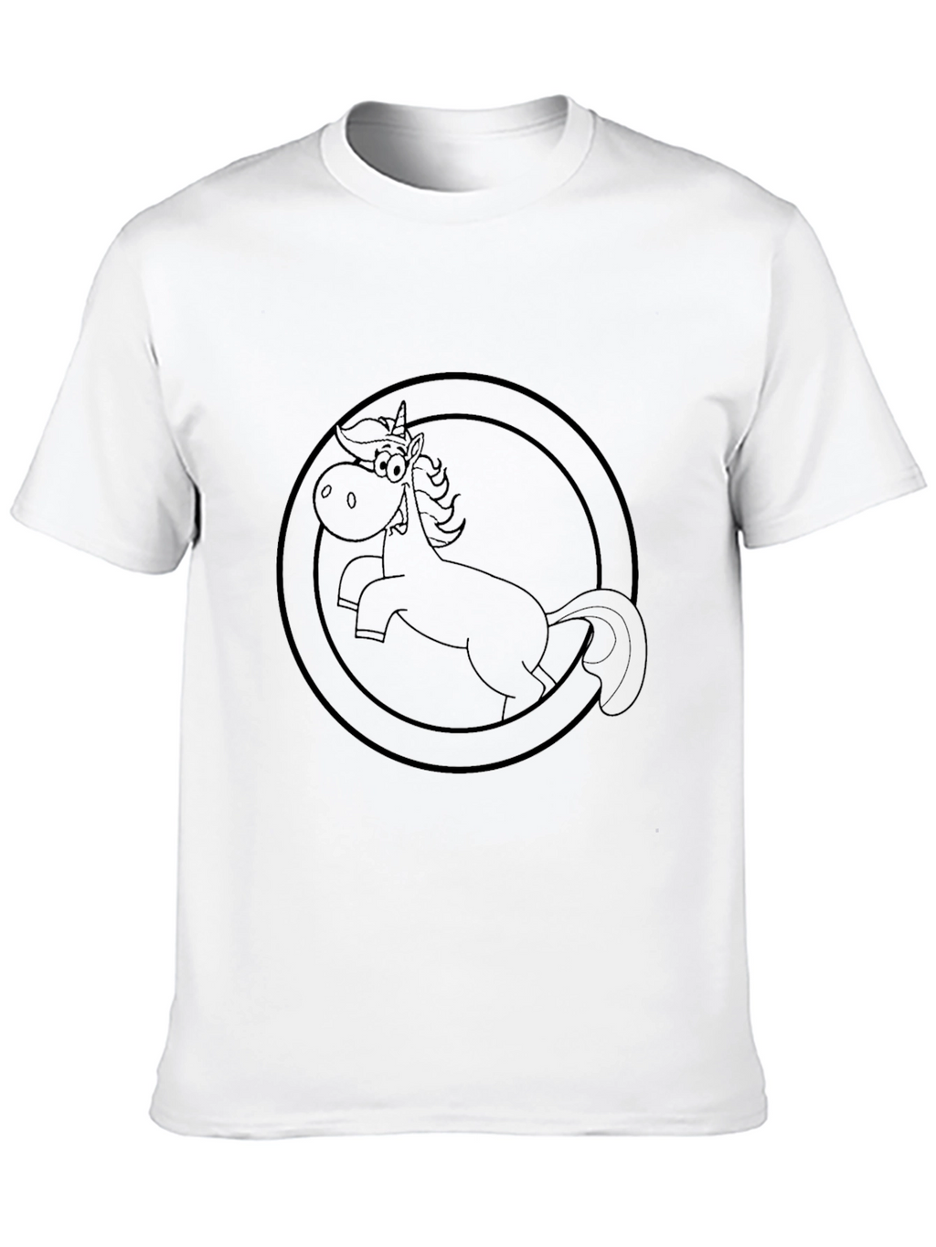 Black T-Shirt with Cartoon Horse Graphic