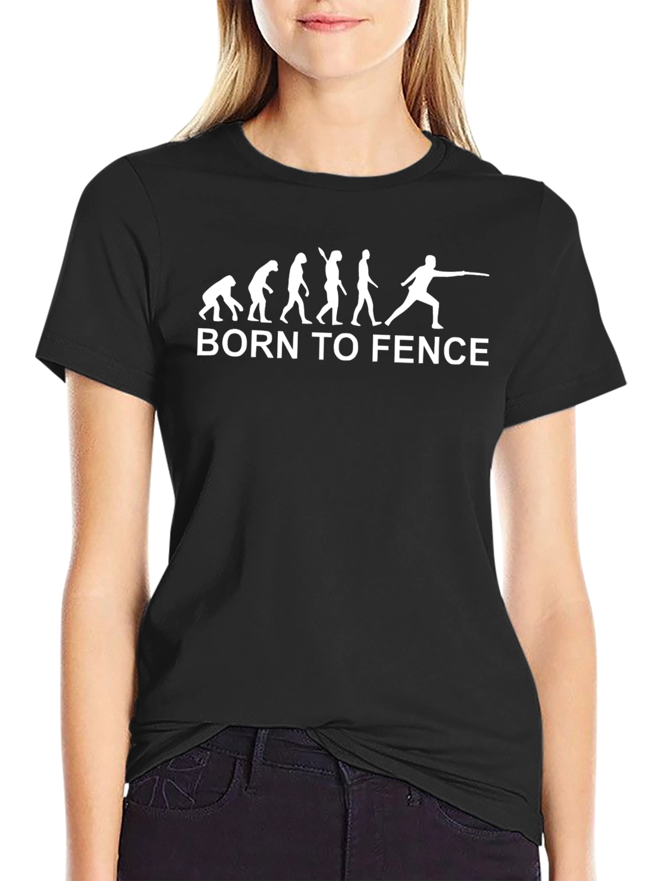Born to Fence T-Shirt - Evolution of Fencing Black Tee
