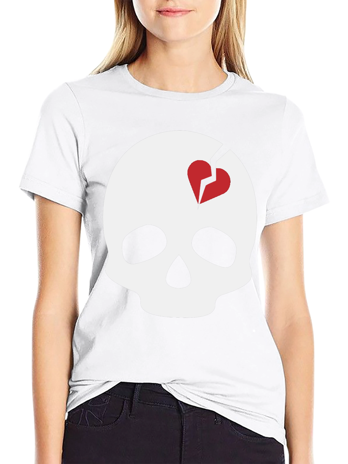 Skull with Broken Heart T-Shirt - Unique Graphic Tee