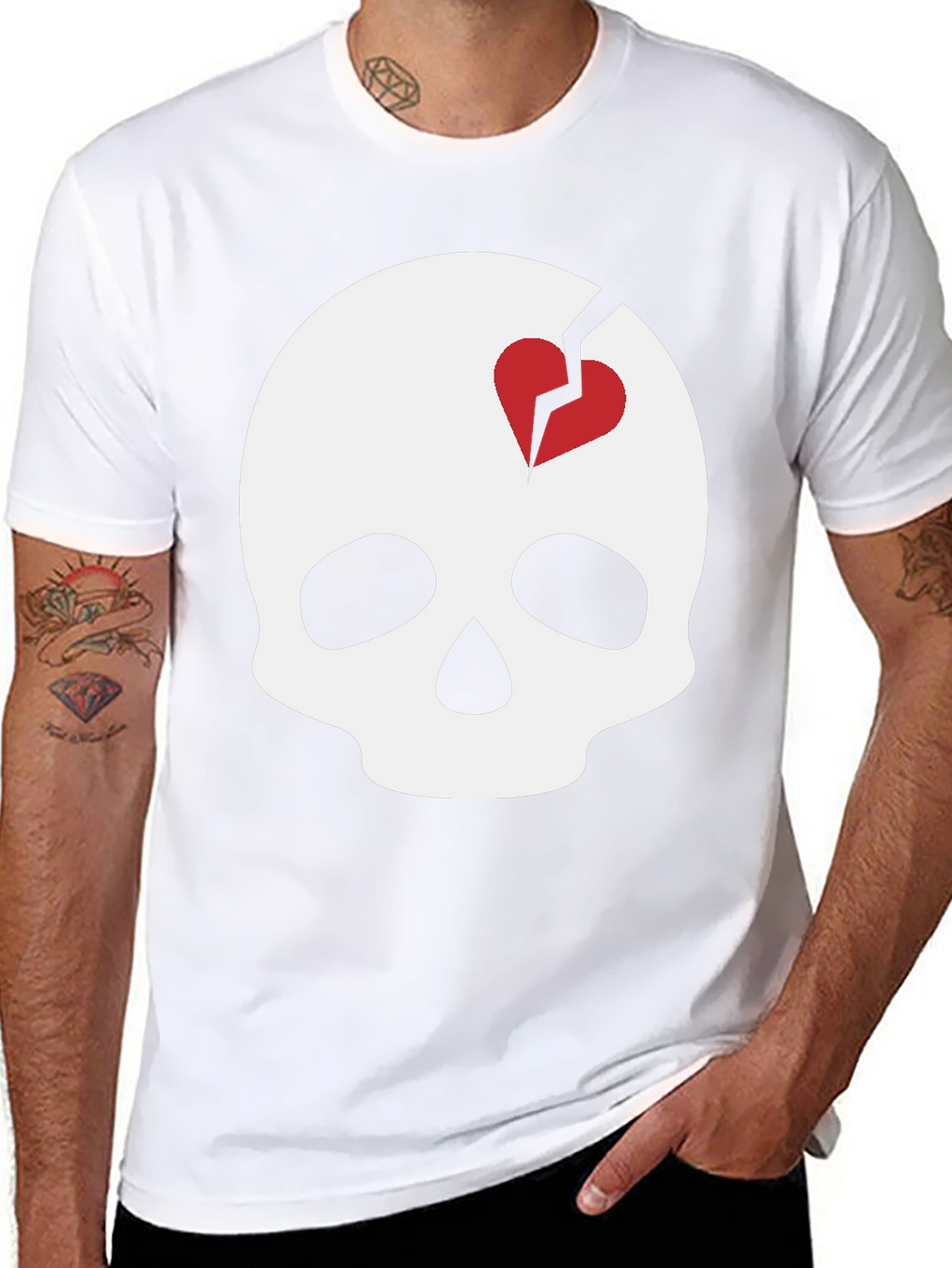Skull with Broken Heart T-Shirt - Unique Graphic Tee