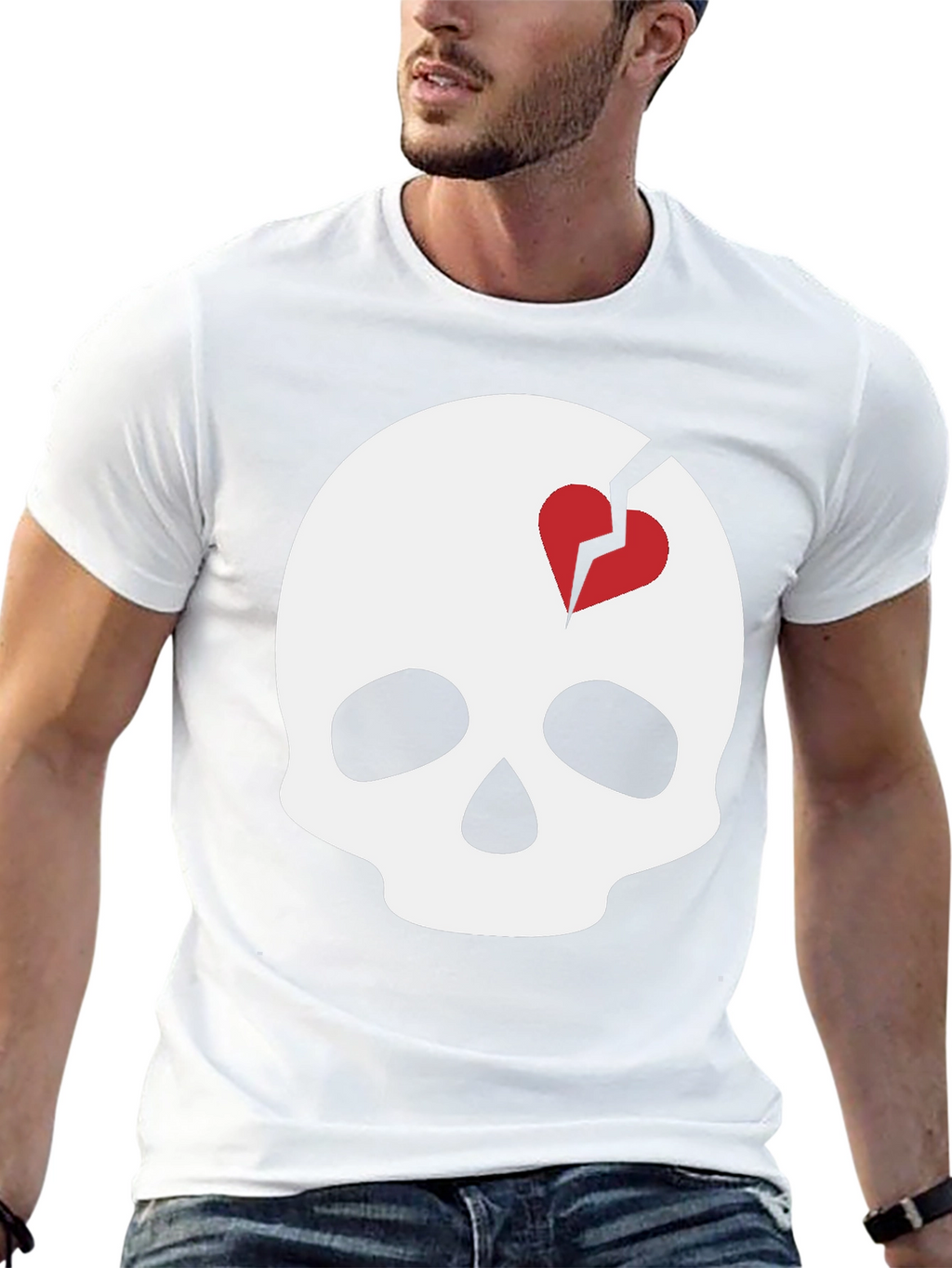 Skull with Broken Heart T-Shirt - Unique Graphic Tee
