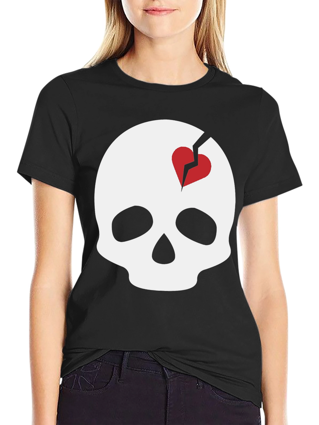 Skull with Broken Heart T-Shirt - Unique Graphic Tee