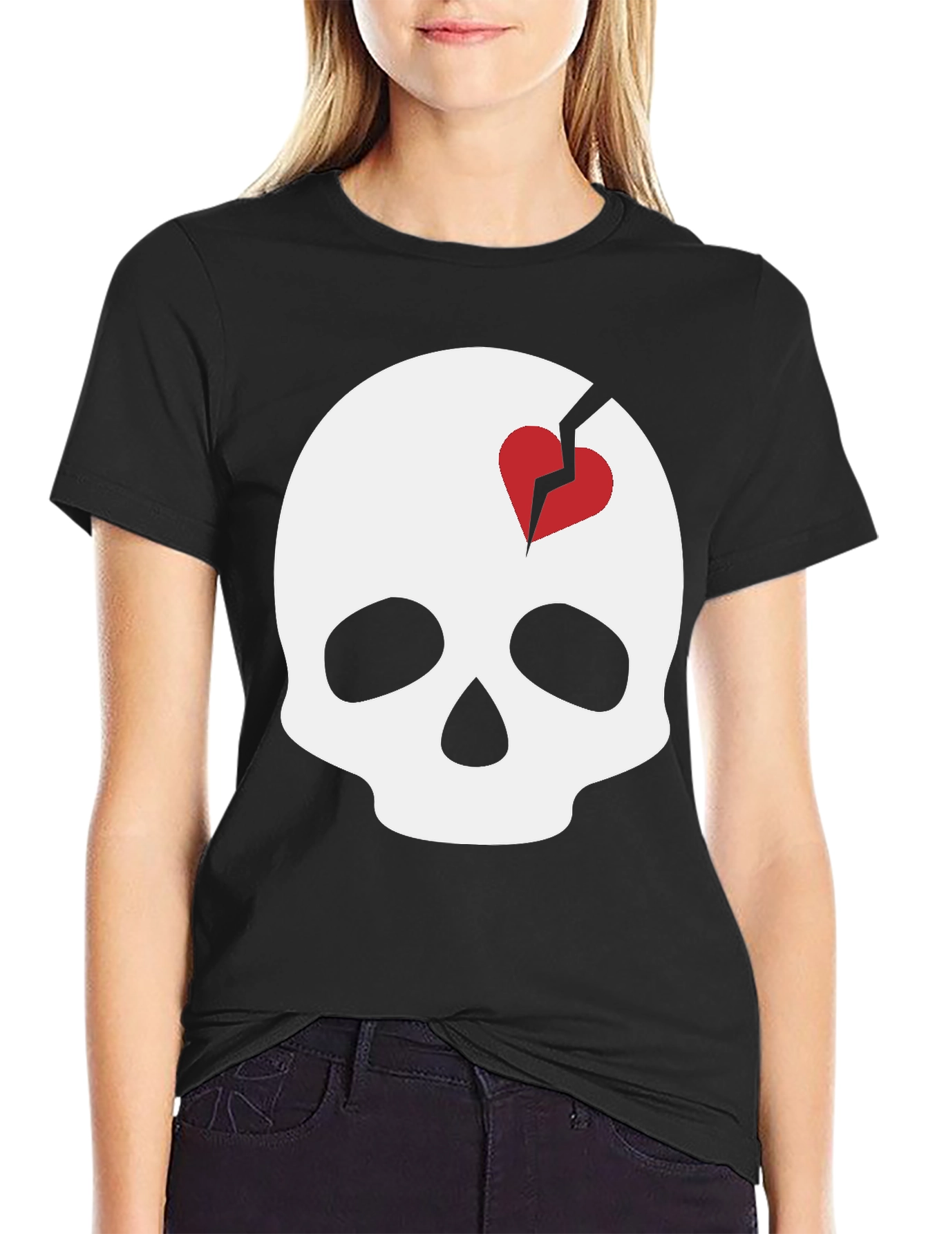Skull with Broken Heart T-Shirt - Unique Graphic Tee