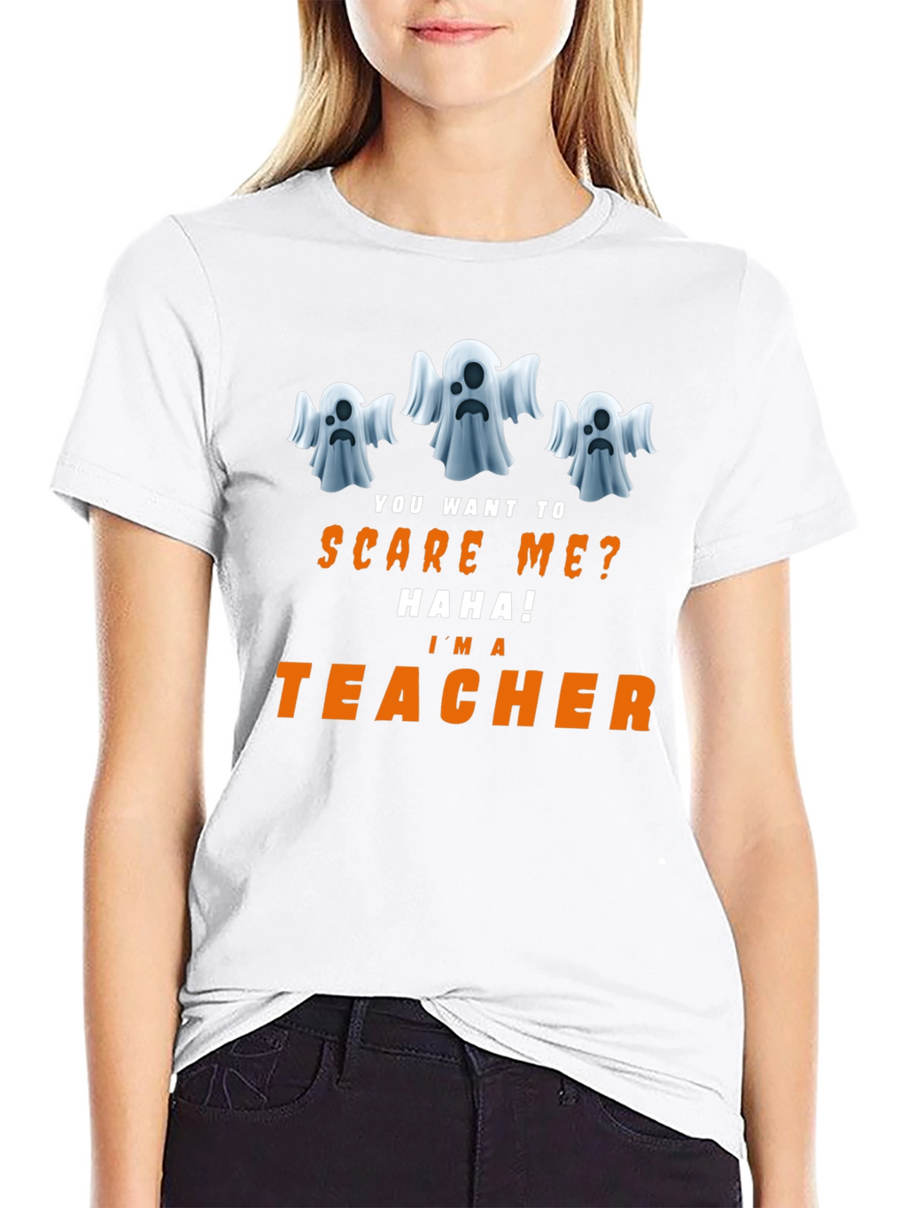 Funny Halloween Teacher T-Shirt - Ghost Design