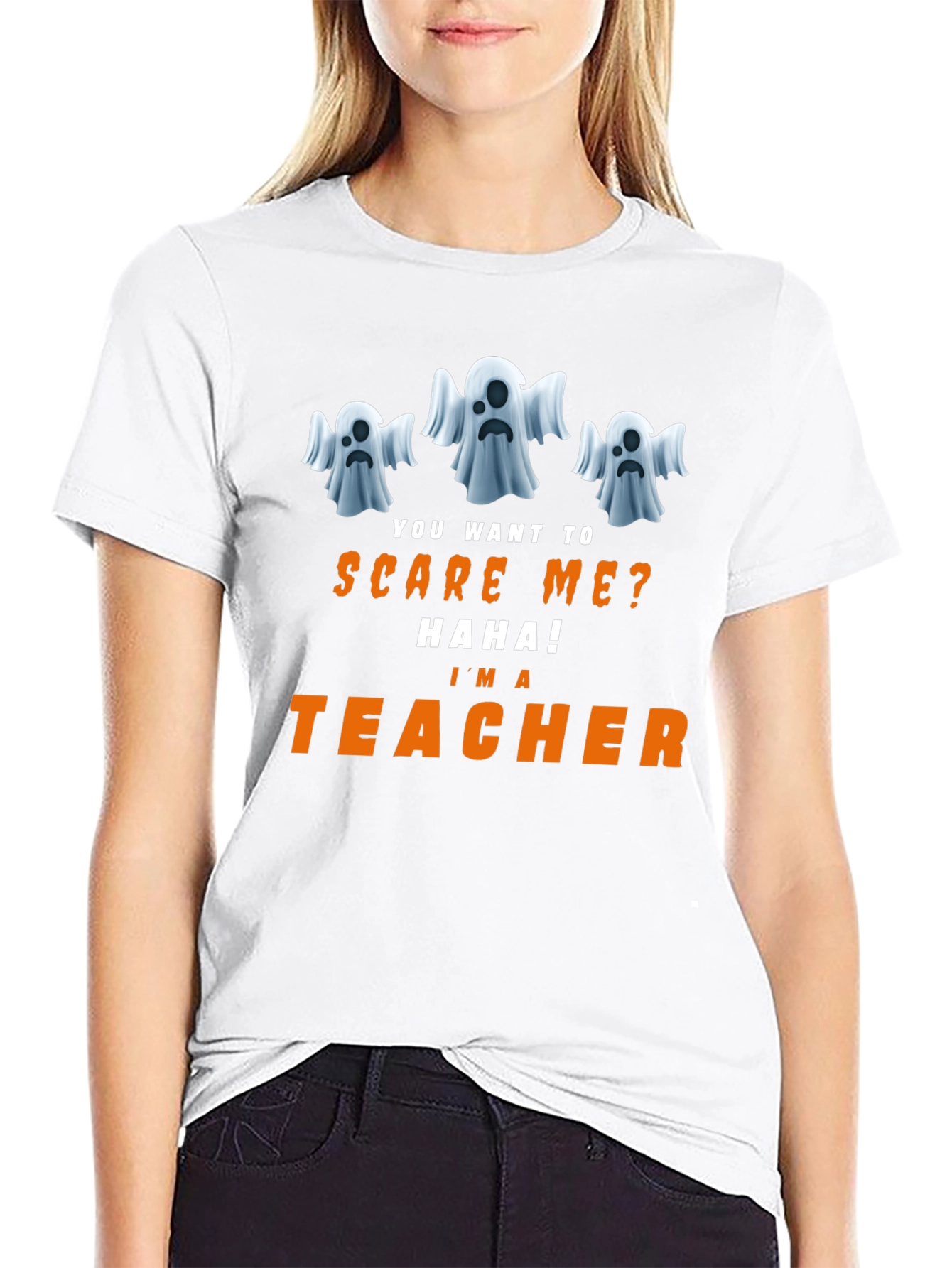 Funny Halloween Teacher T-Shirt - Ghost Design