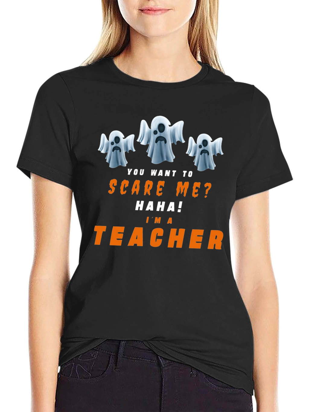 Funny Halloween Teacher T-Shirt - Ghost Design