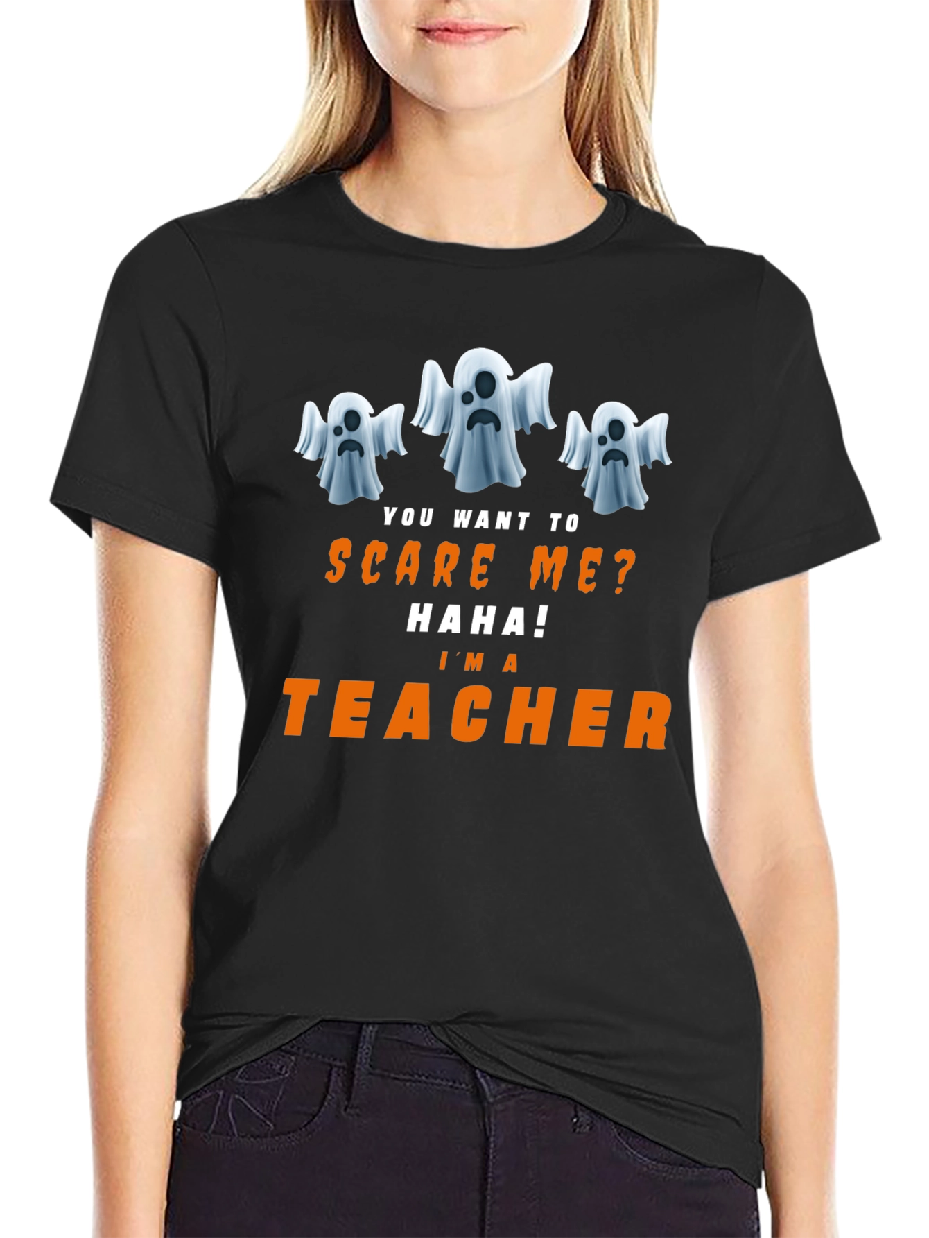 Funny Halloween Teacher T-Shirt - Ghost Design
