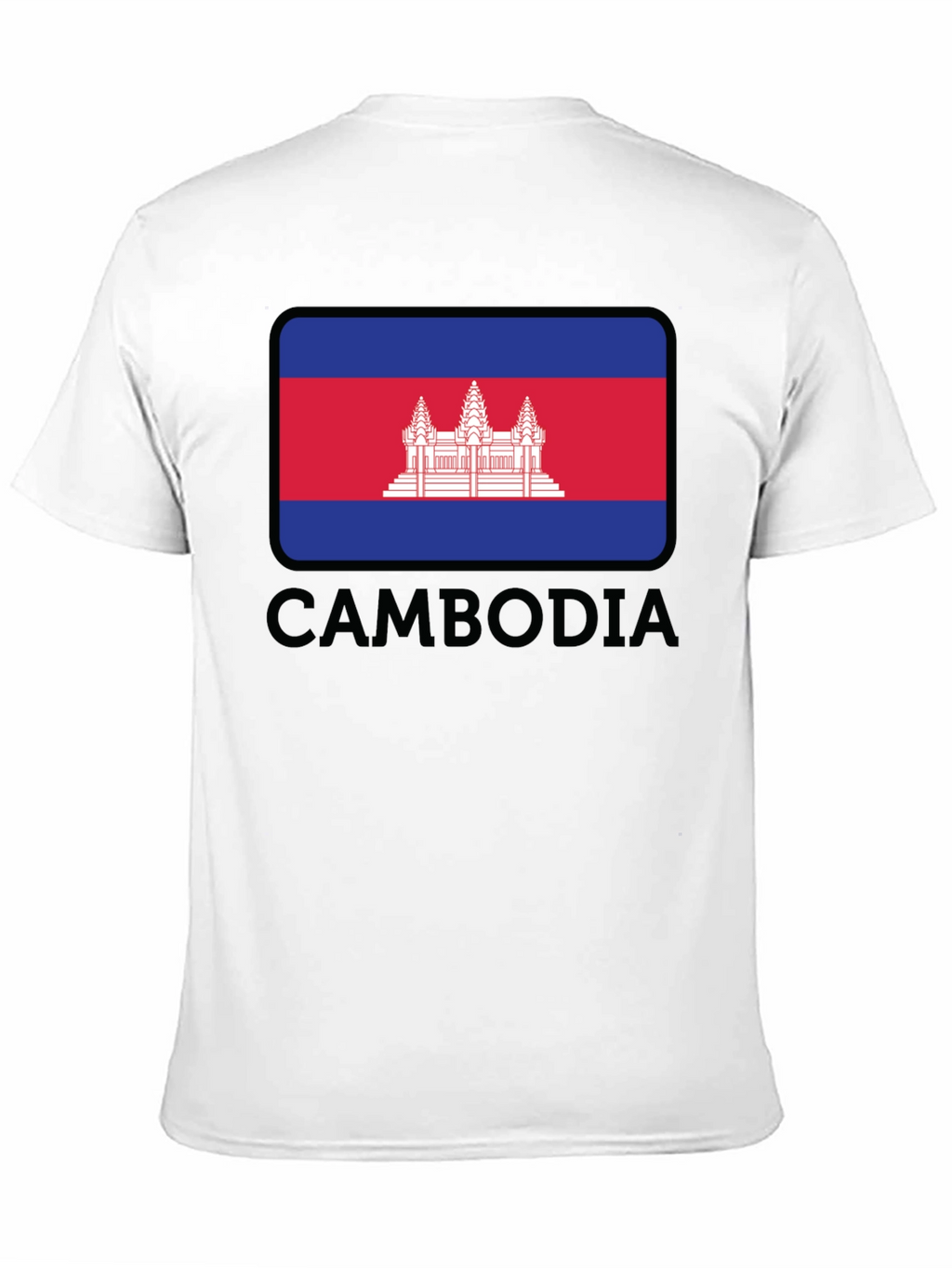 Cambodia Flag T-Shirt - Black Crew Neck Tee