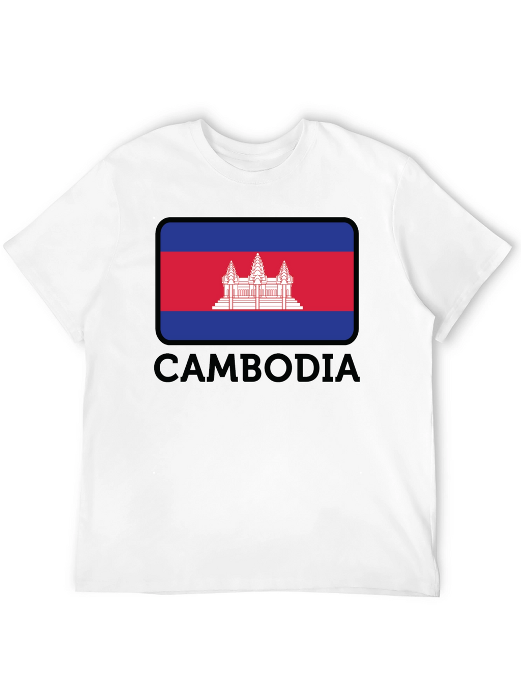 Cambodia Flag T-Shirt - Black Crew Neck Tee