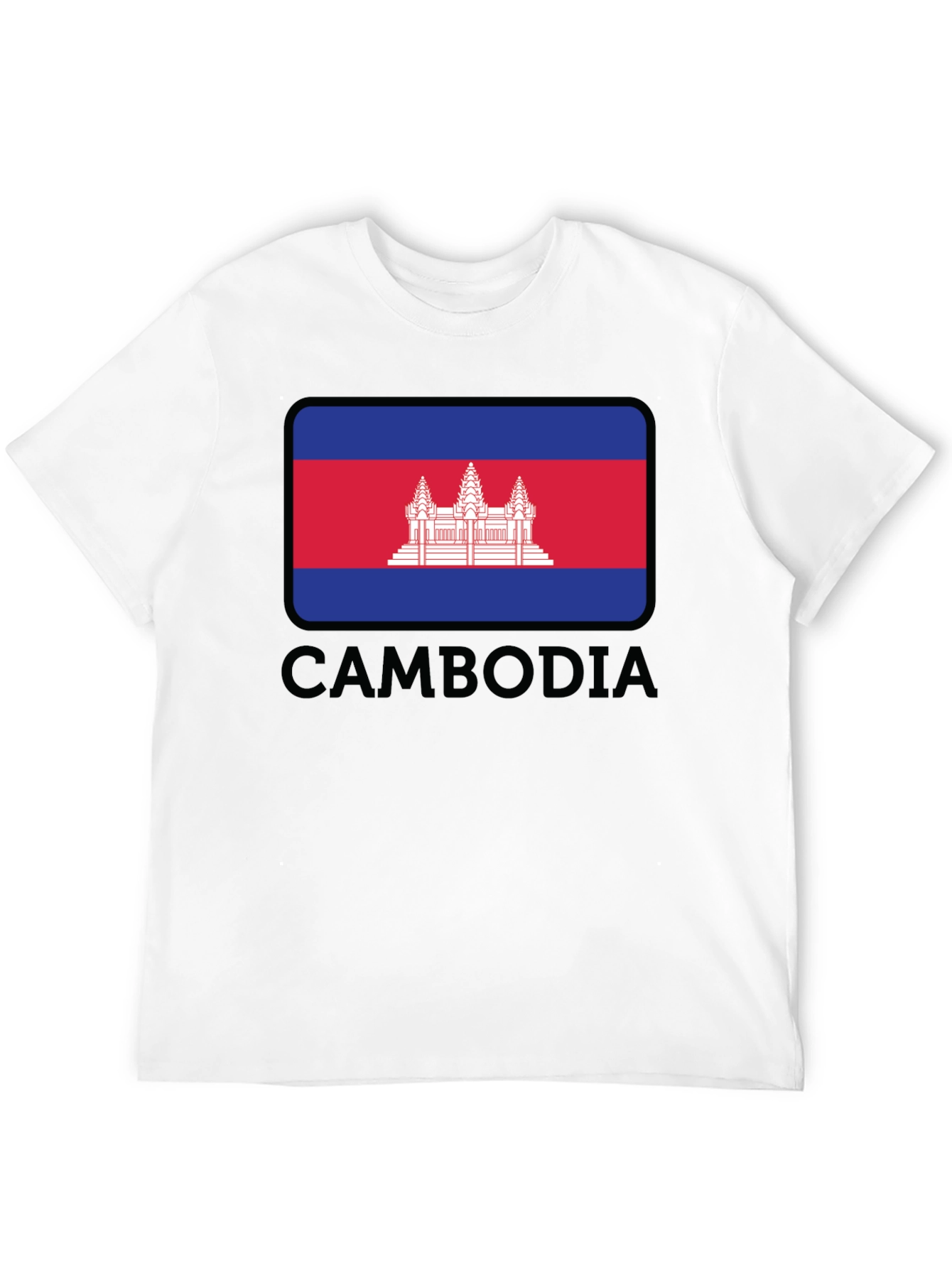 Cambodia Flag T-Shirt - Black Crew Neck Tee