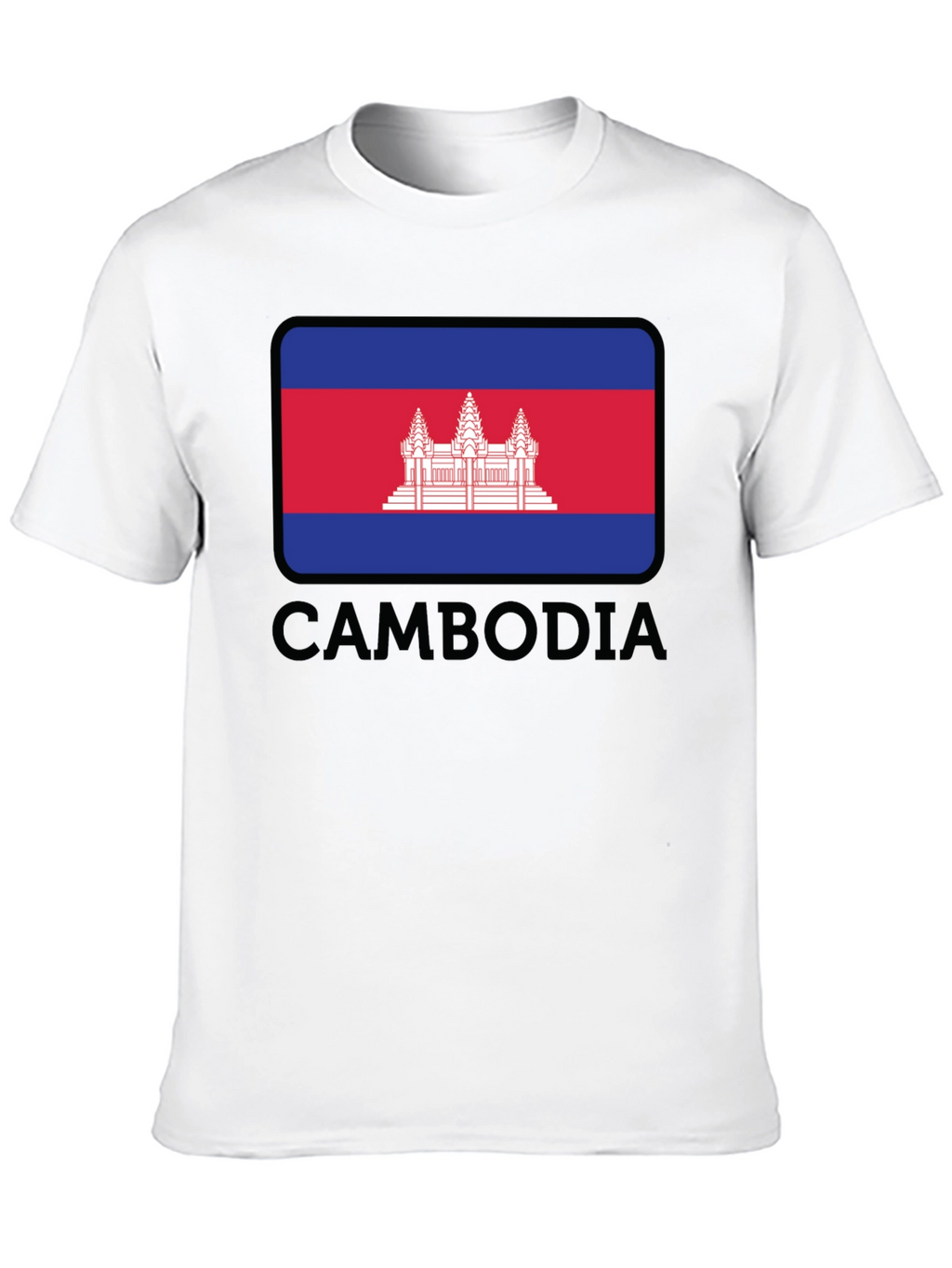 Cambodia Flag T-Shirt - Black Crew Neck Tee