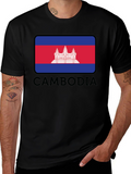 Cambodia Flag T-Shirt - Black Crew Neck Tee
