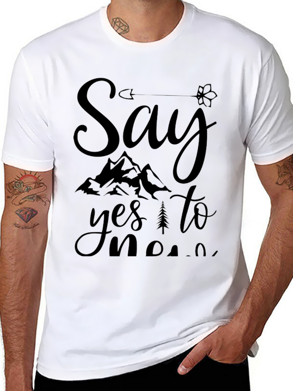 Say Yes To New Adventures Black Graphic Tee