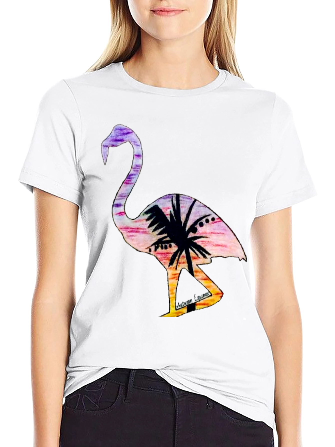 Tropical Flamingo Graphic Tee - Sunset Vibes