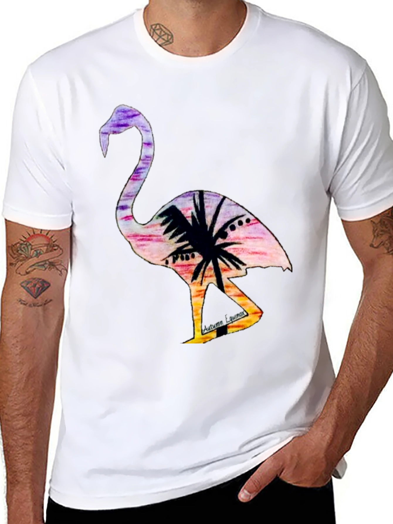 Tropical Flamingo Graphic Tee - Sunset Vibes