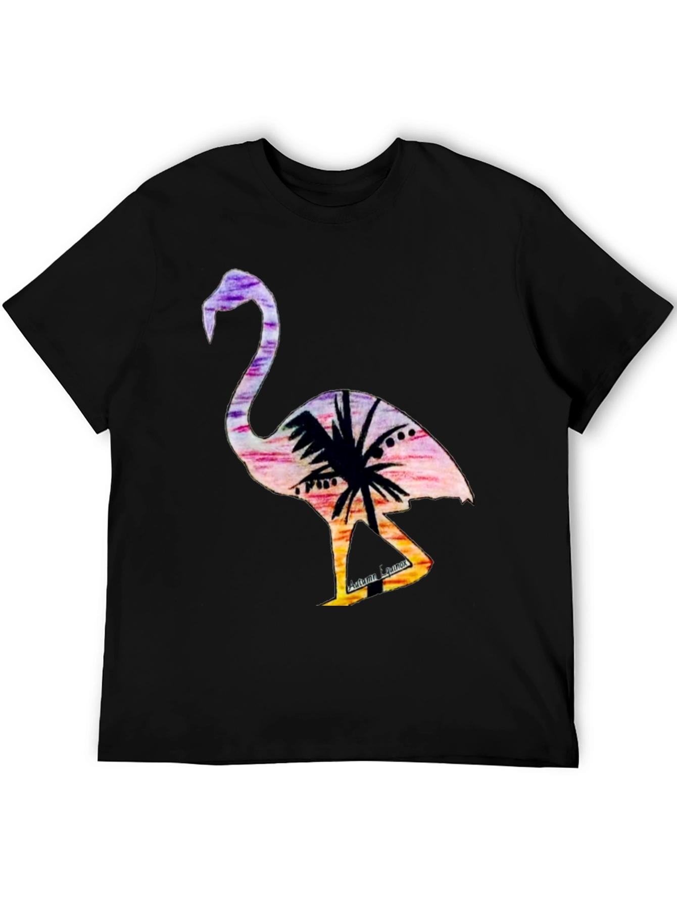 Tropical Flamingo Graphic Tee - Sunset Vibes