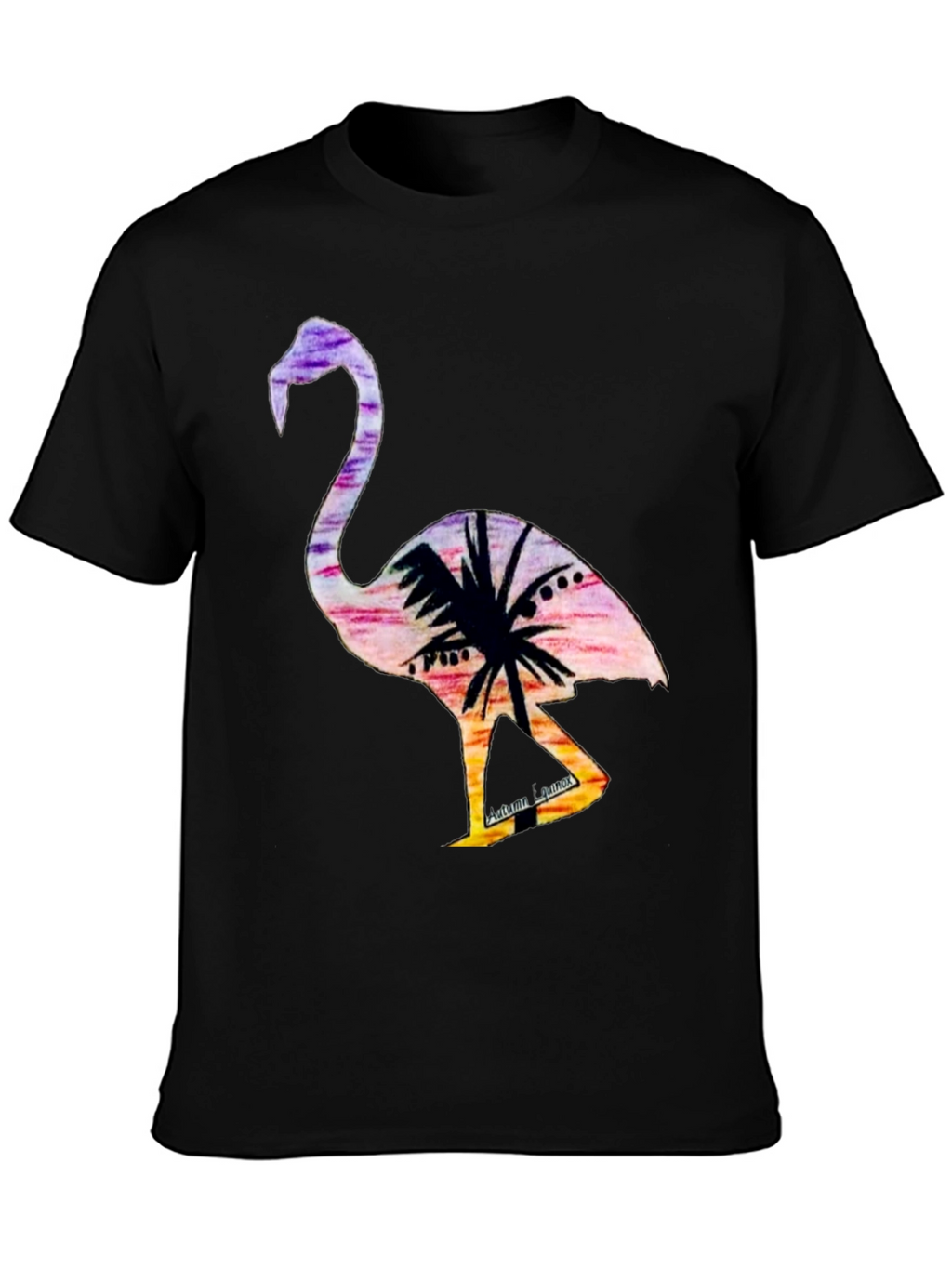 Tropical Flamingo Graphic Tee - Sunset Vibes