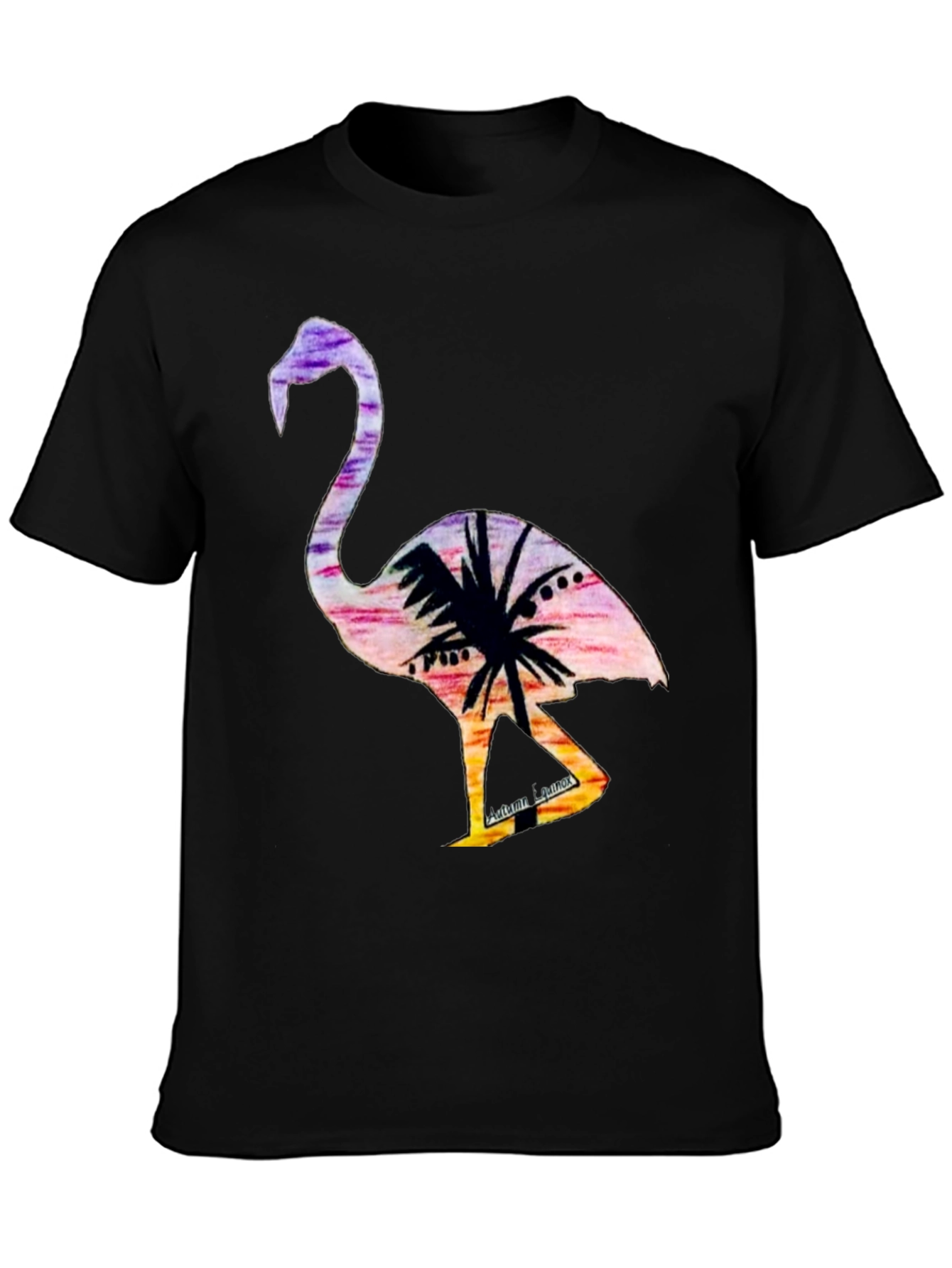 Tropical Flamingo Graphic Tee - Sunset Vibes