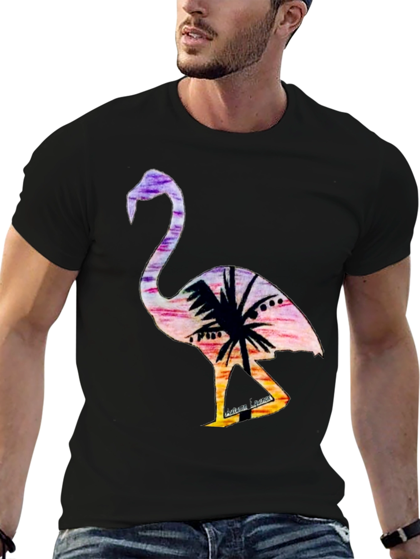 Tropical Flamingo Graphic Tee - Sunset Vibes