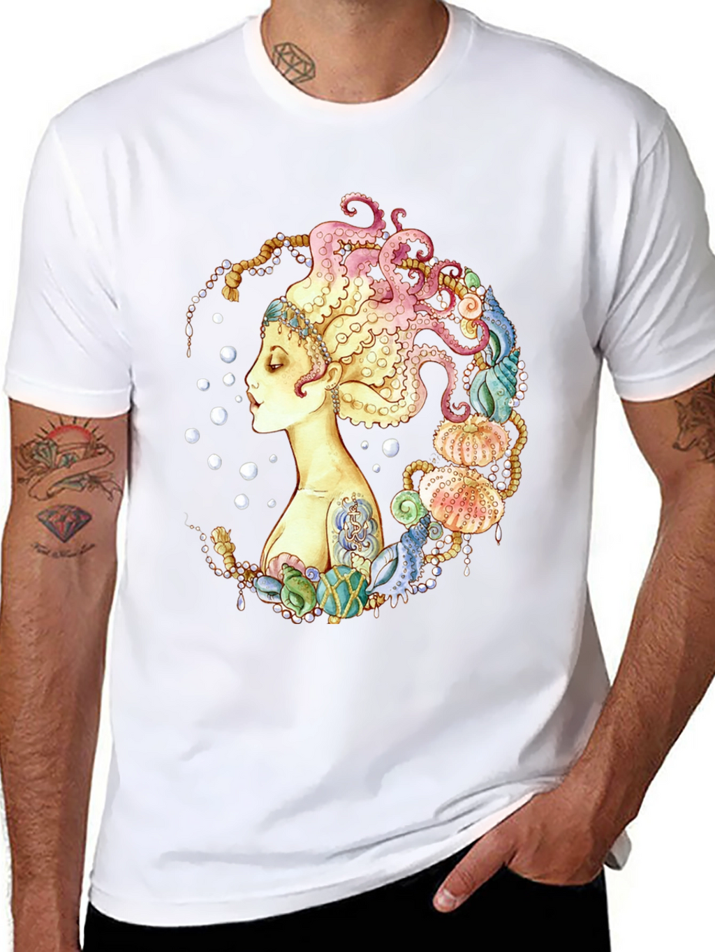Octopus Hair Graphic Tee - Sea Queen Black T-Shirt