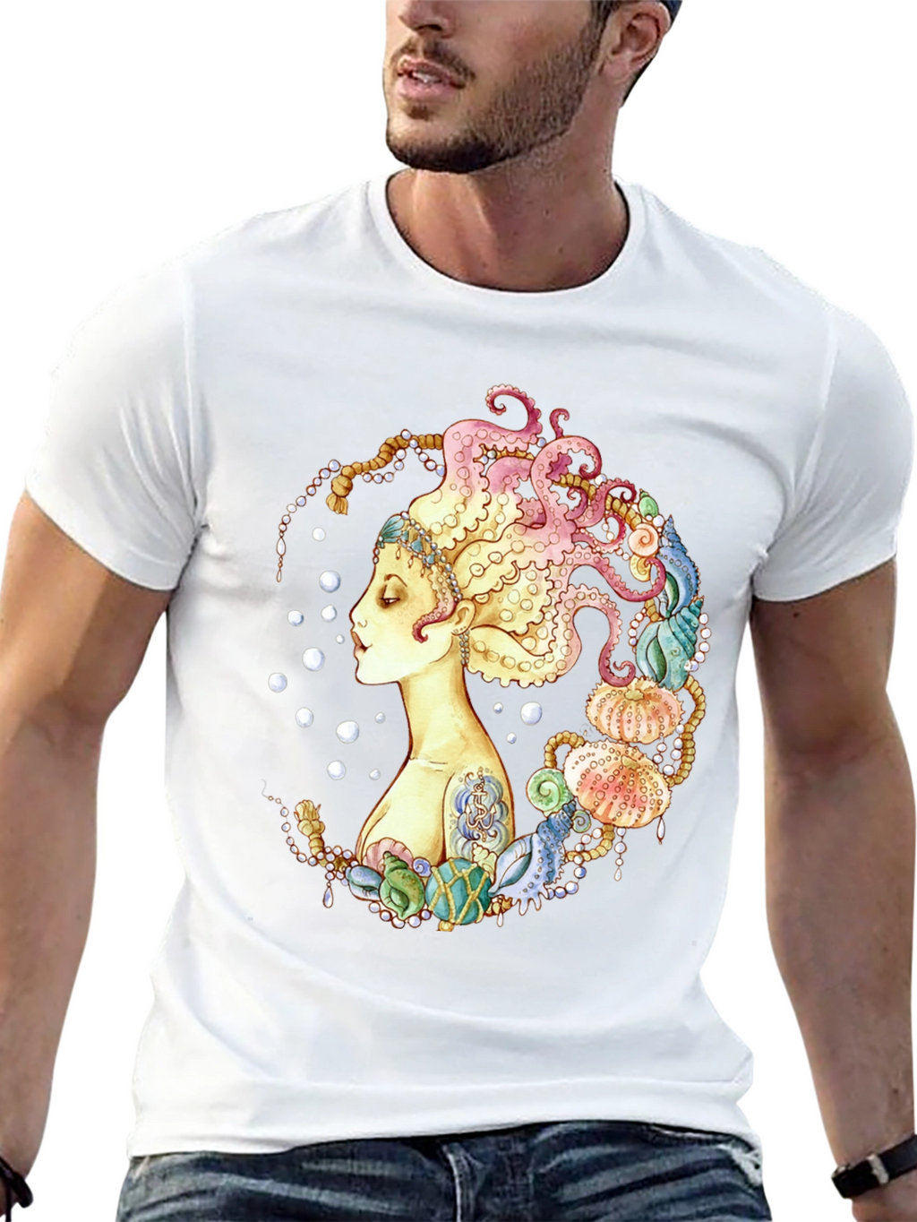 Octopus Hair Graphic Tee - Sea Queen Black T-Shirt