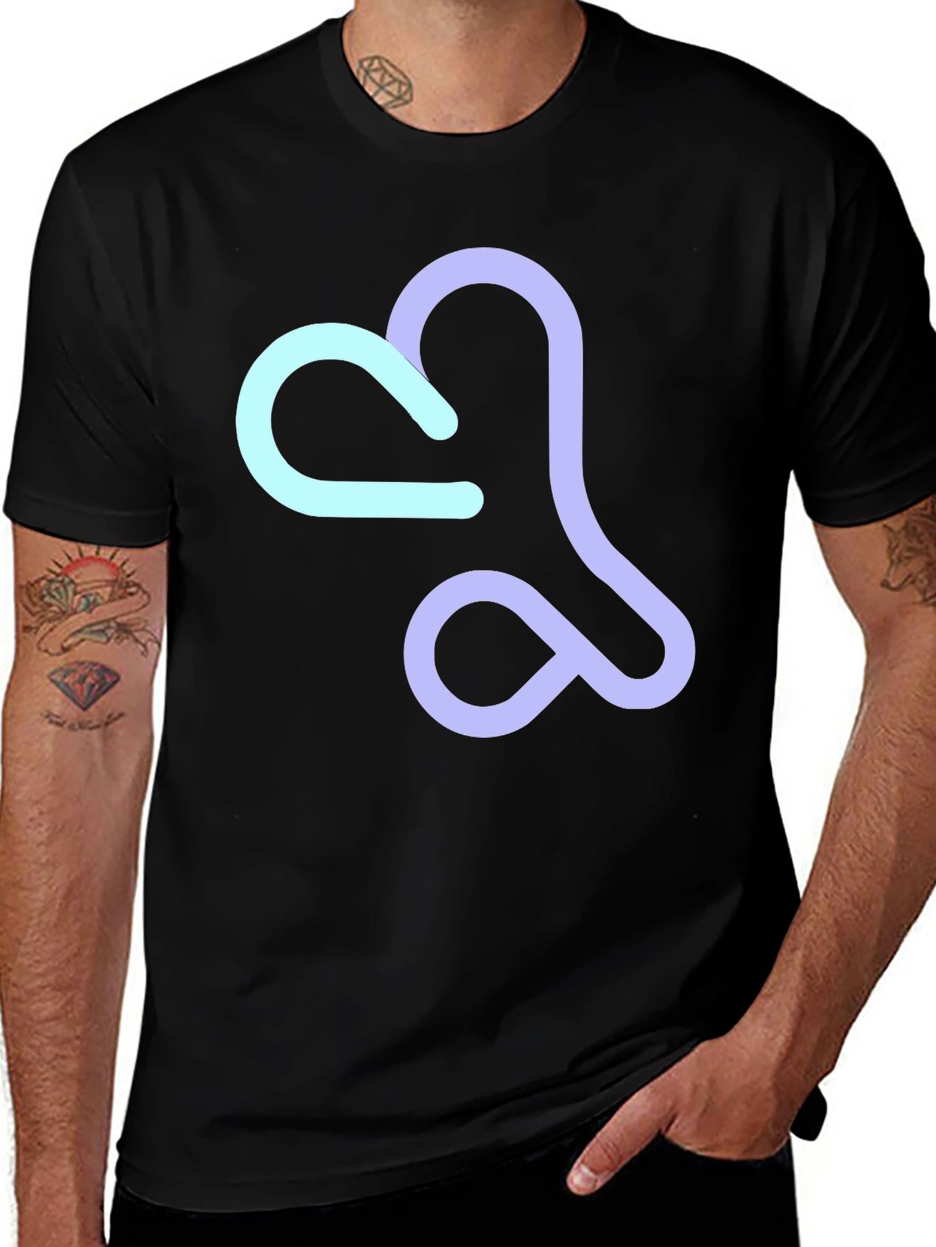 Abstract Heart T-Shirt - Casual Black Tee