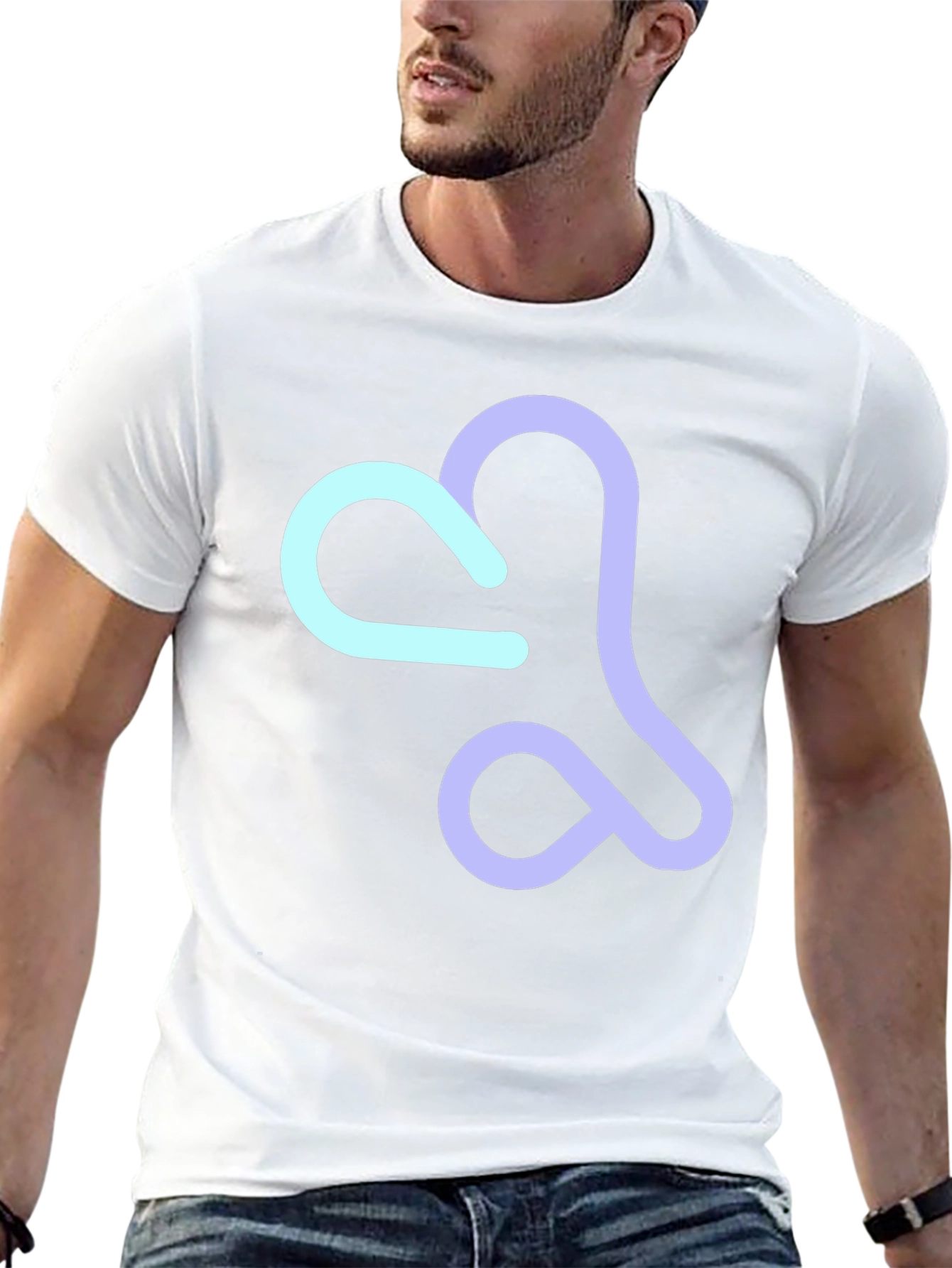 Abstract Heart T-Shirt - Casual Black Tee