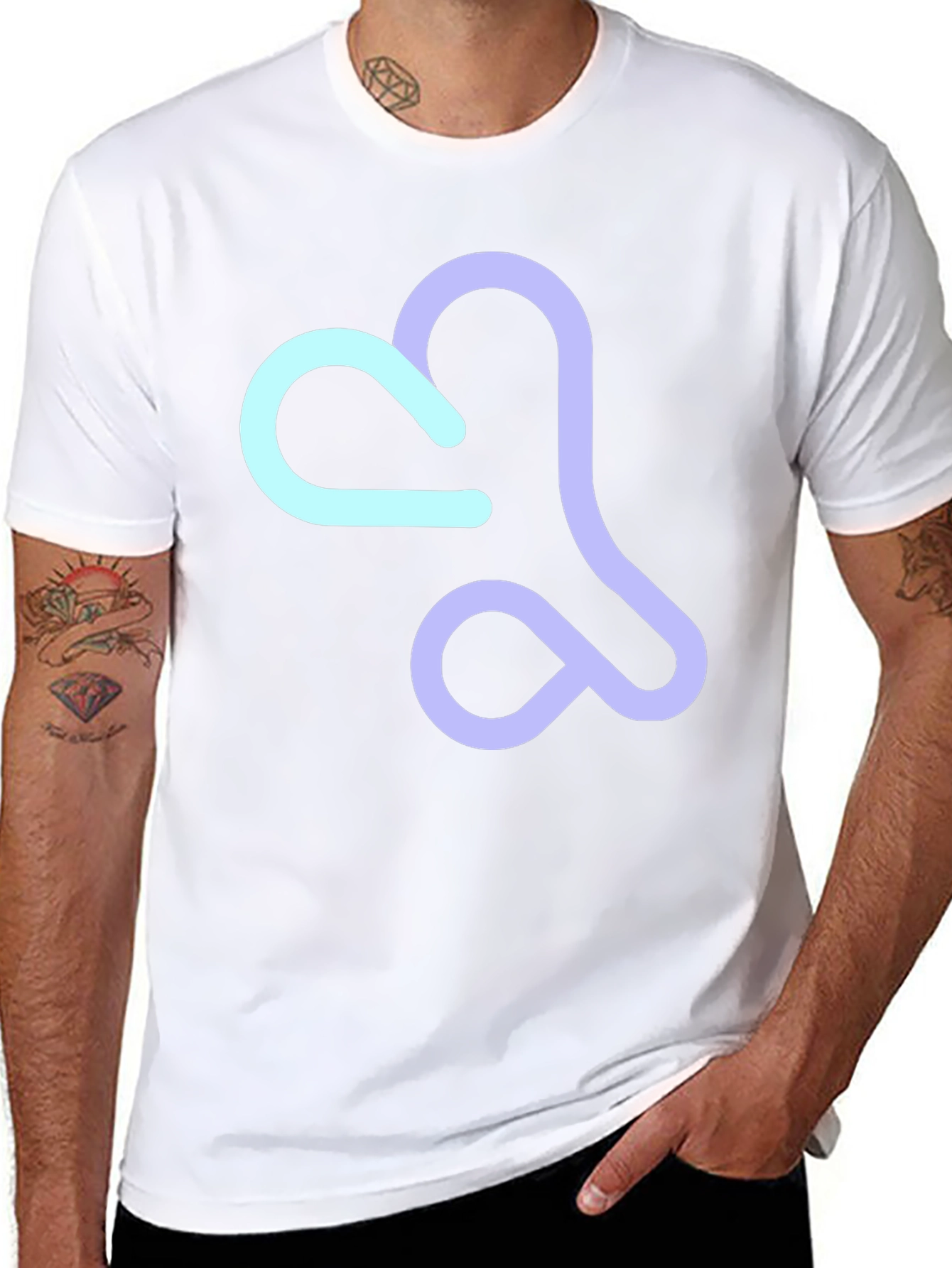 Abstract Heart T-Shirt - Casual Black Tee