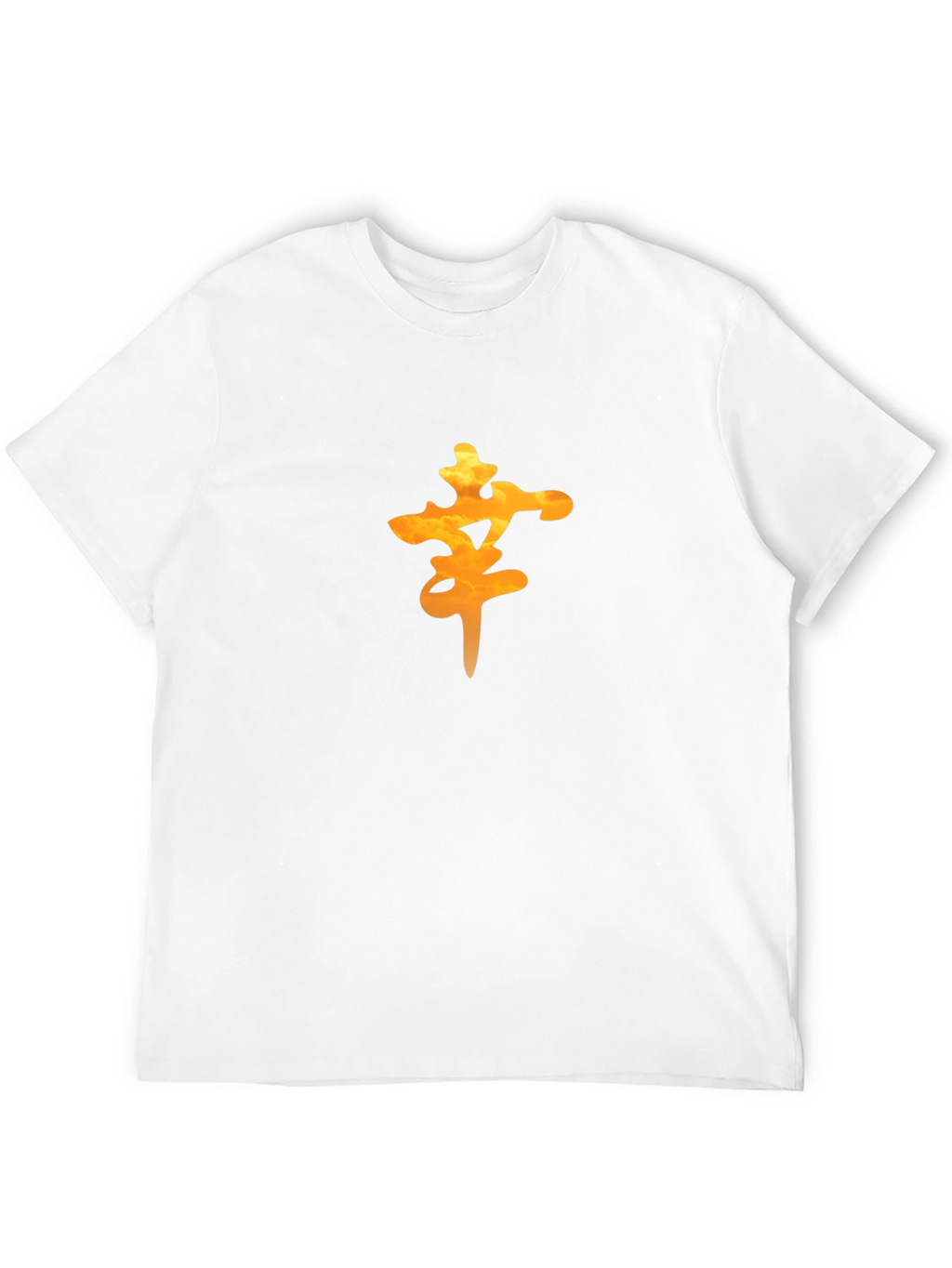 Mens Black Tee with Orange Lucky Symbol