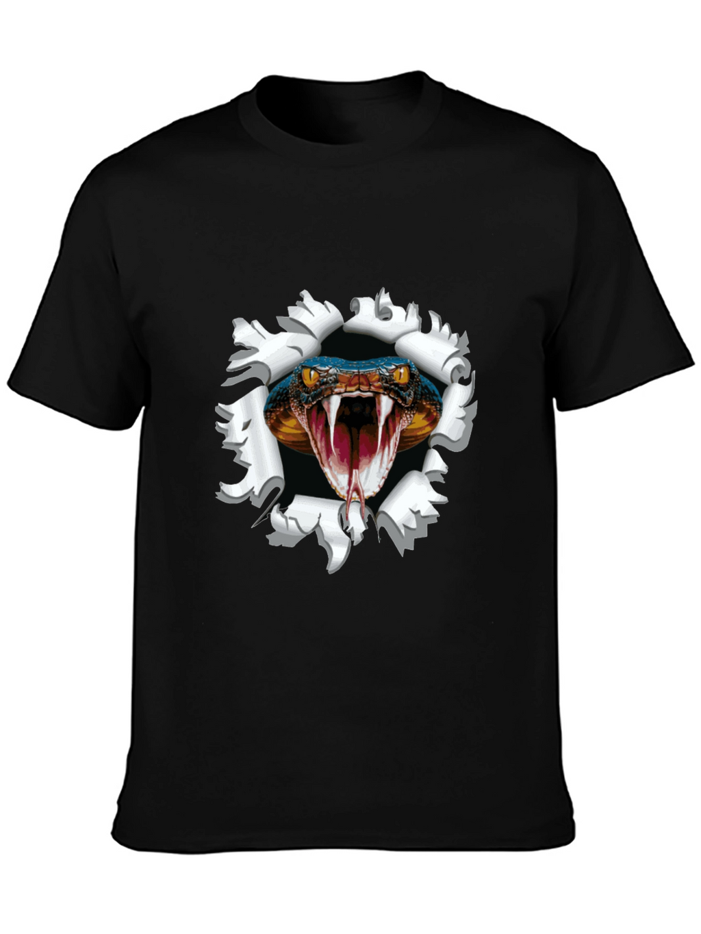 Mens Black Snake Graphic Print Tee