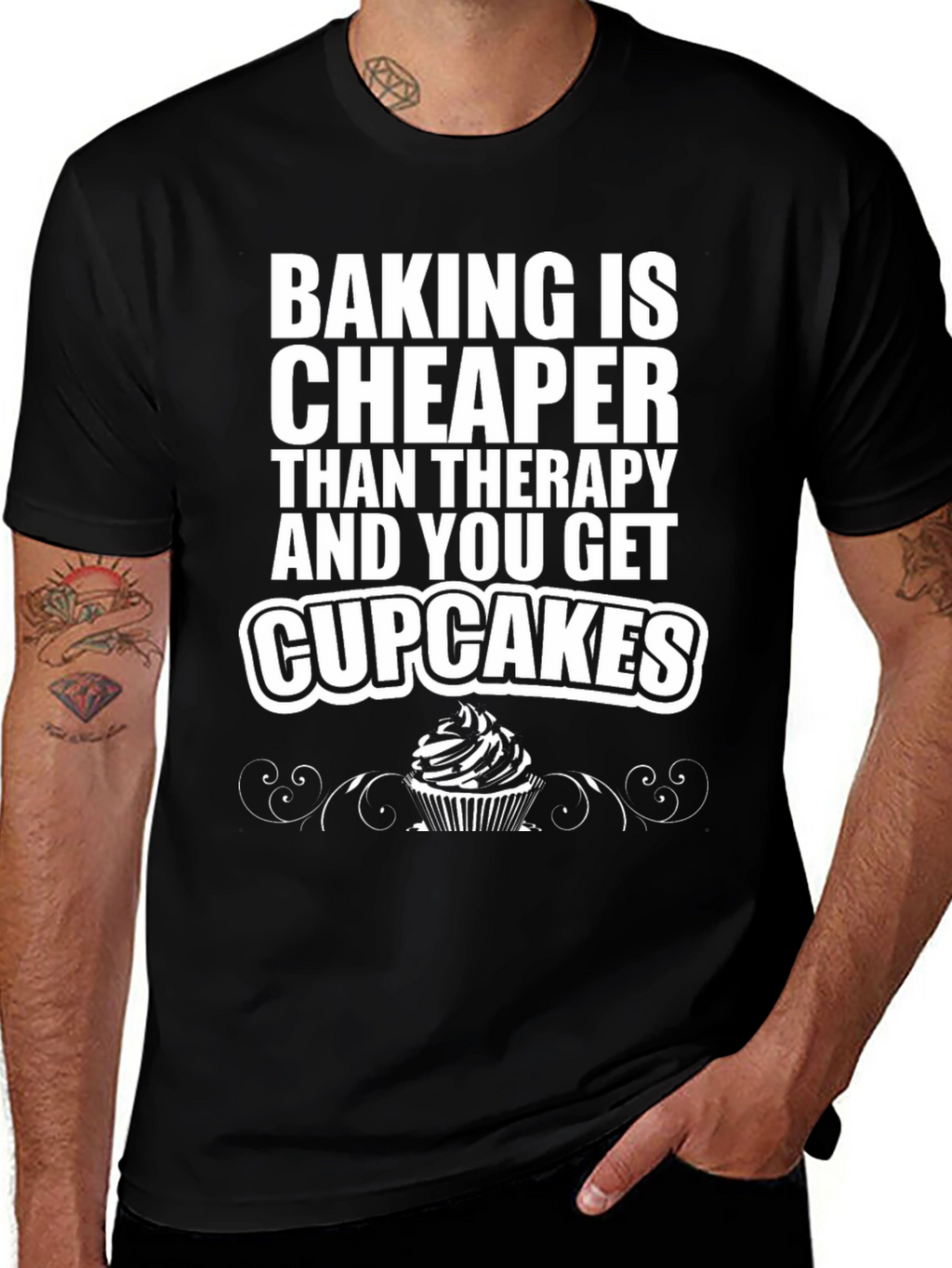 Baking Cheaper Than Therapy Black Graphic Tee