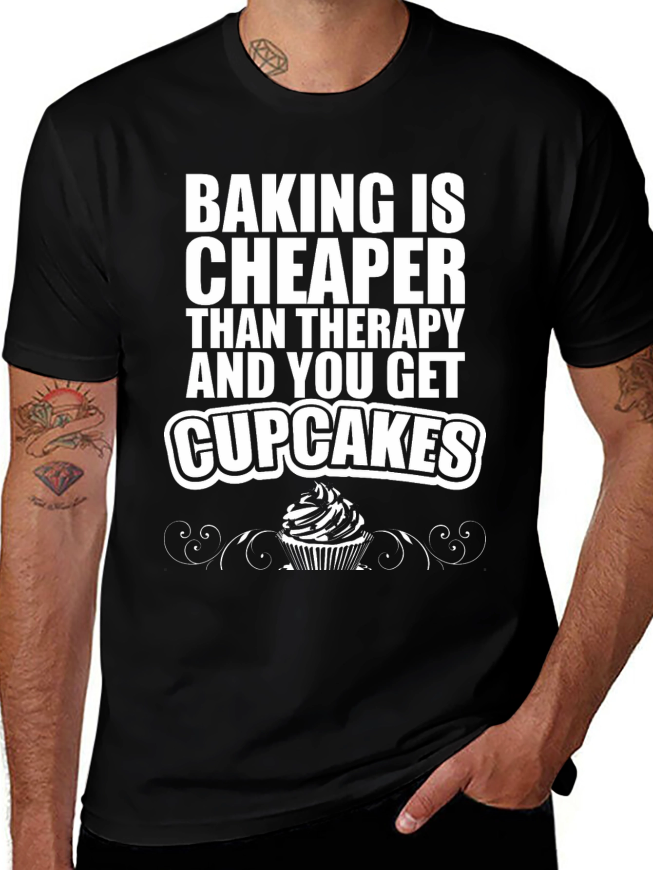 Baking Cheaper Than Therapy Black Graphic Tee