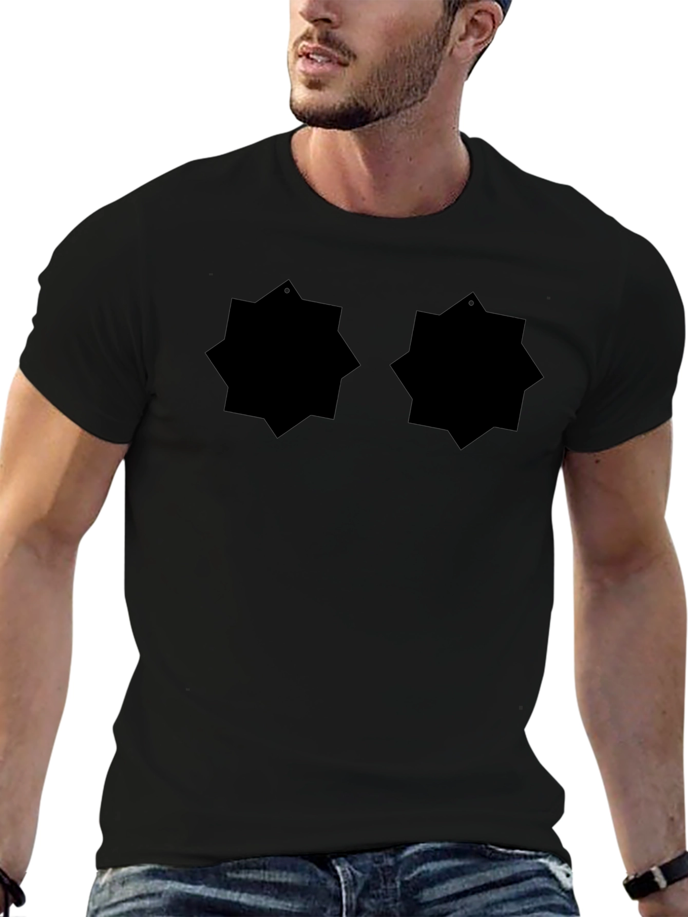 Black Graphic Tee - Abstract Design