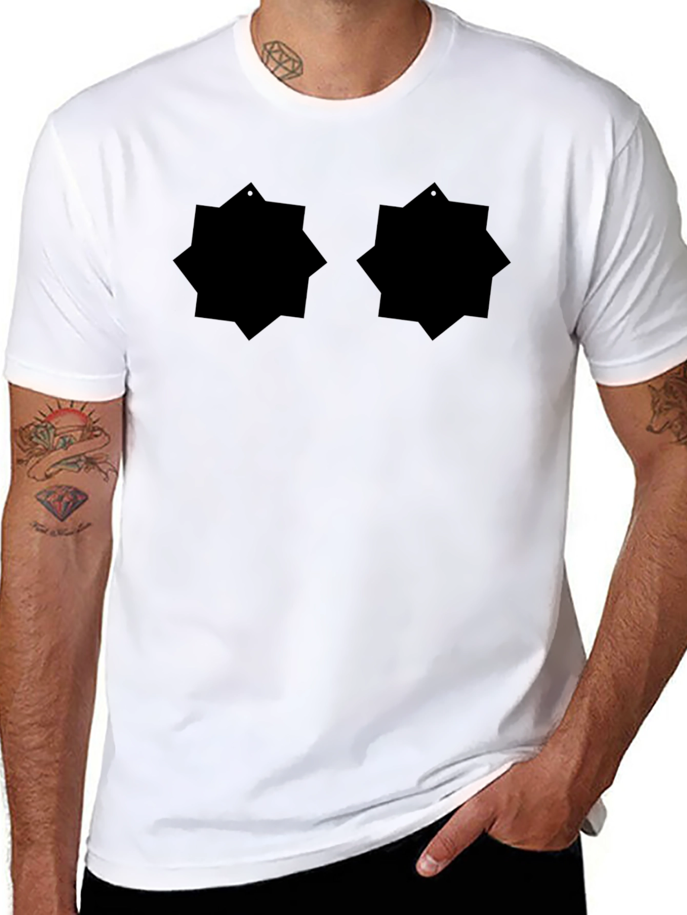 Black Graphic Tee - Abstract Design