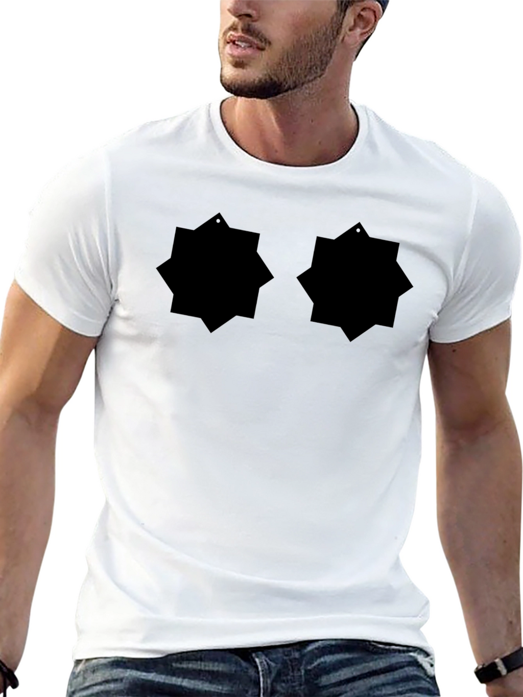 Black Graphic Tee - Abstract Design