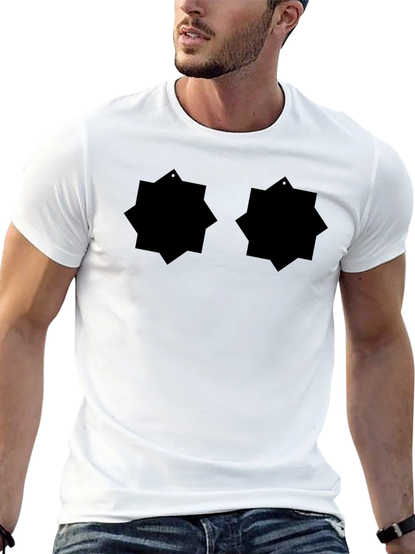 Black Graphic Tee - Abstract Design