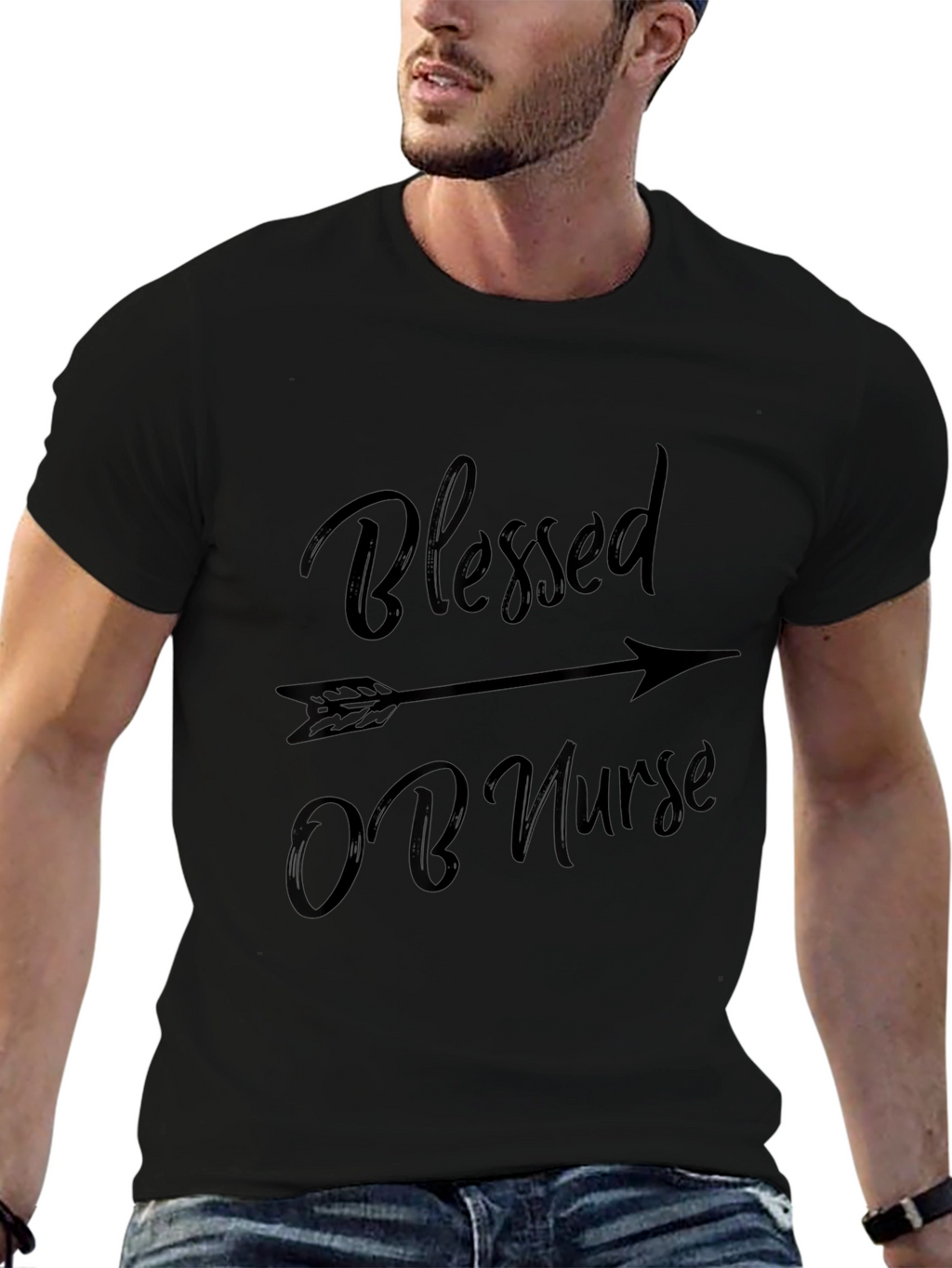 Blessed OB Nurse Black T-Shirt